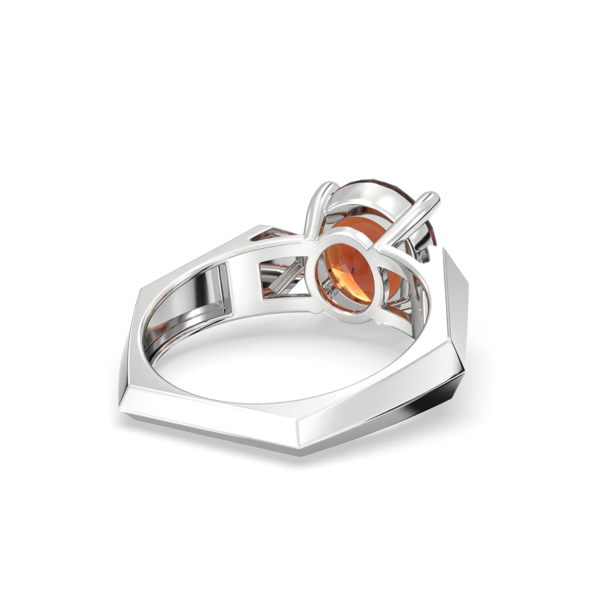 Hessonite (Gomed) Ring for Women in 18K White Gold – Oval 9x8 mm, Prong Setting, 6 g (Design K17A-34) thumbnail
