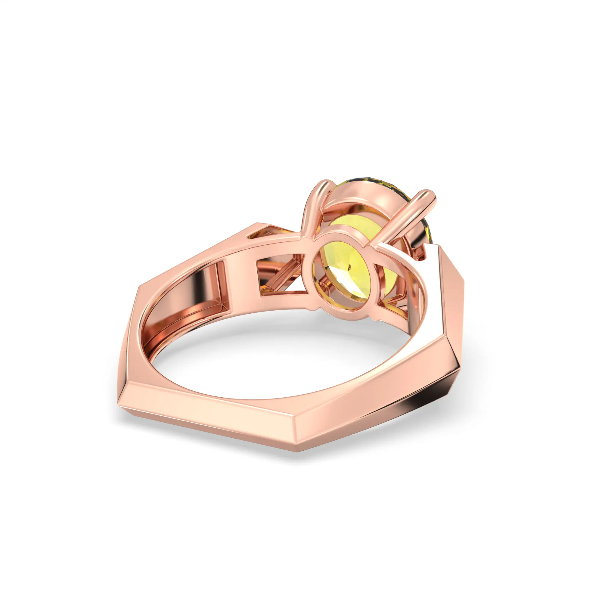 Yellow Sapphire (Pukhraj) Ring for Women in 18K Rose Gold – Oval 9x8 mm, Prong Setting, 6 g (Design K17A-34) thumbnail