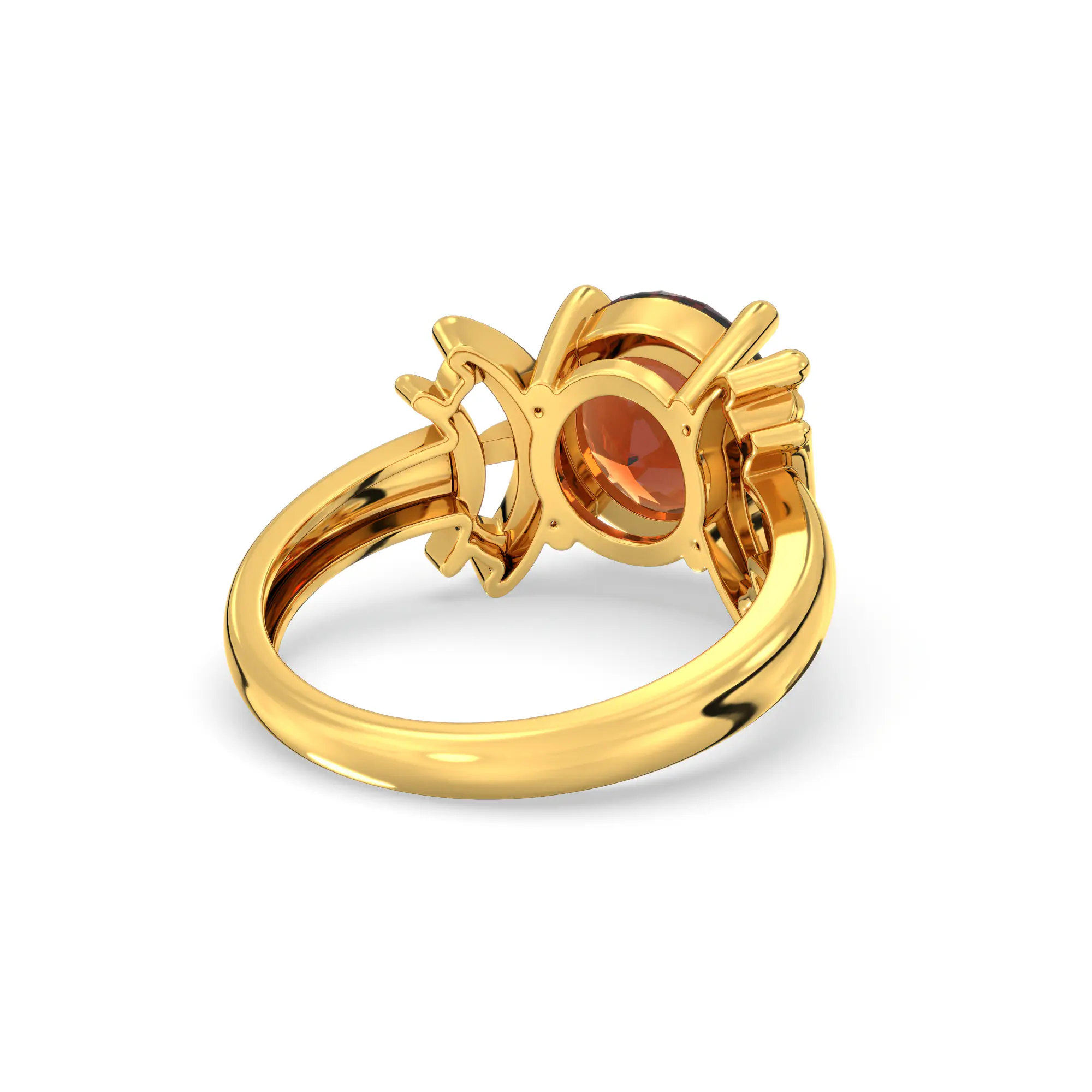 Hessonite (Gomed) Ring for Women in 22K Yellow Gold – Oval 9x8 mm, Prong Setting, 6 g (Design K17A-35) thumbnail