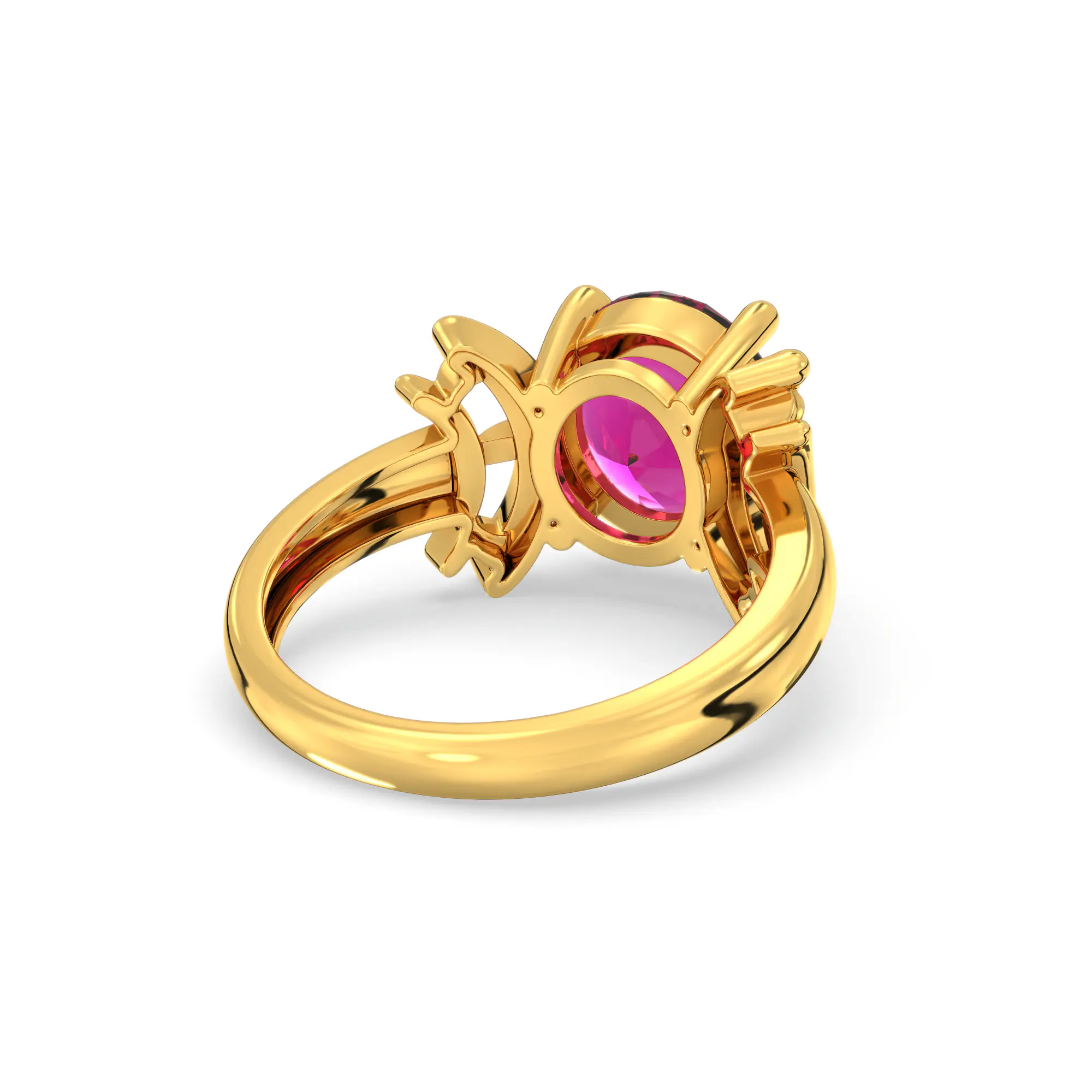 Ruby (Manik) Ring for Women in 22K Yellow Gold – Oval 9x8 mm, Prong Setting, 6 g (Design K17A-35) thumbnail