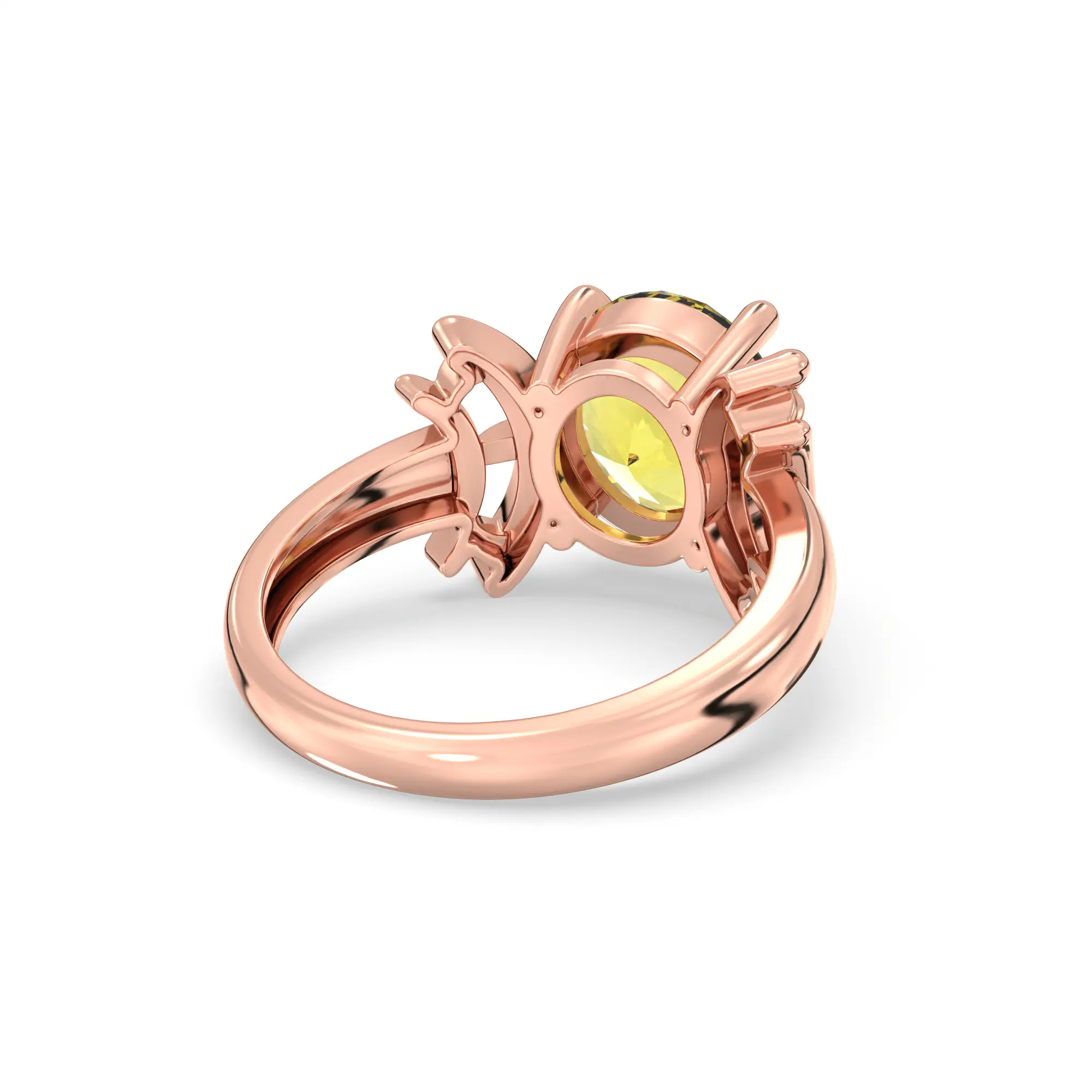 Yellow Sapphire (Pukhraj) Ring for Women in 18K Rose Gold – Oval 9x8 mm, Prong Setting, 6 g (Design K17A-35) thumbnail