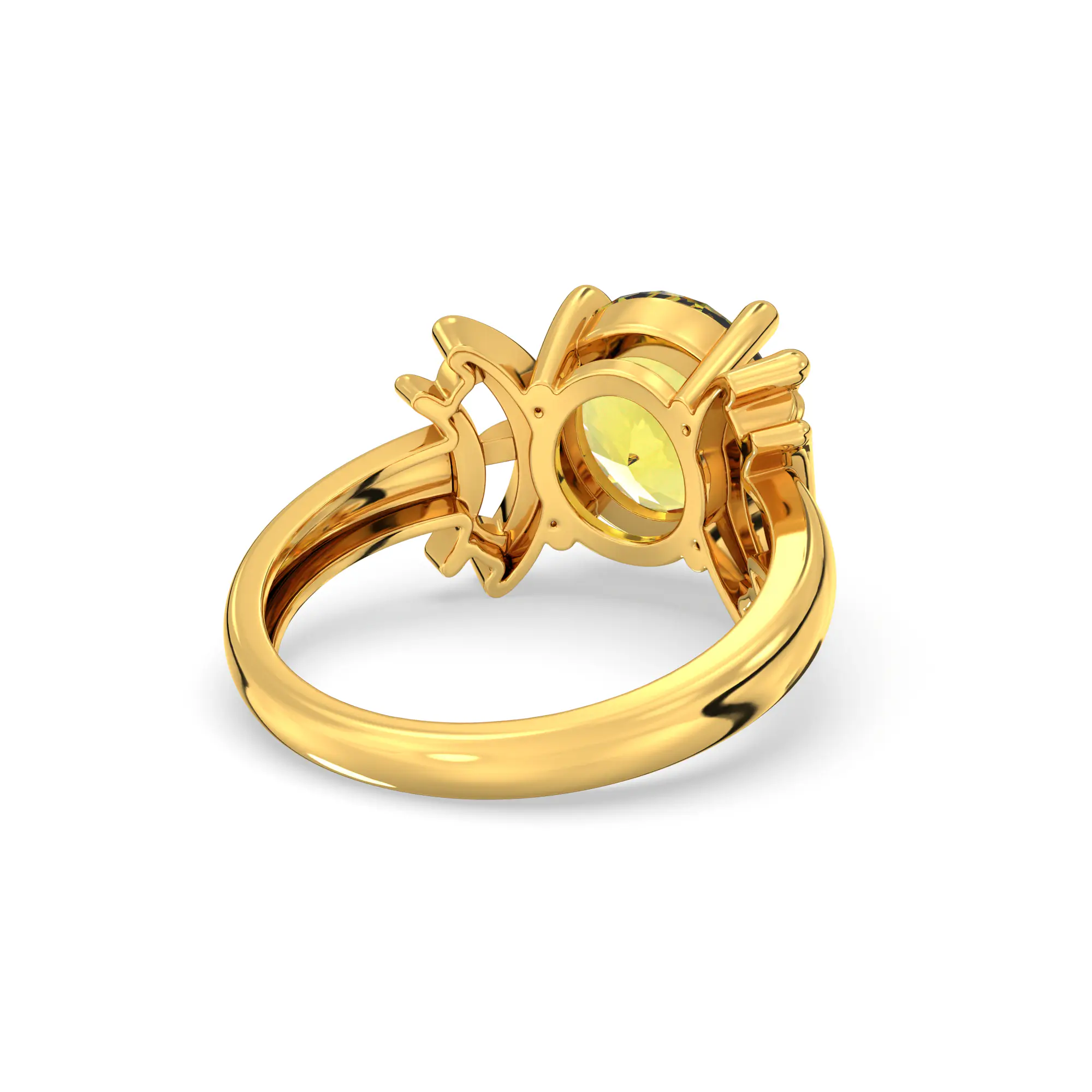 Yellow Sapphire (Pukhraj) Ring for Women in 22K Yellow Gold – Oval 9x8 mm, Prong Setting, 6 g (Design K17A-35) thumbnail