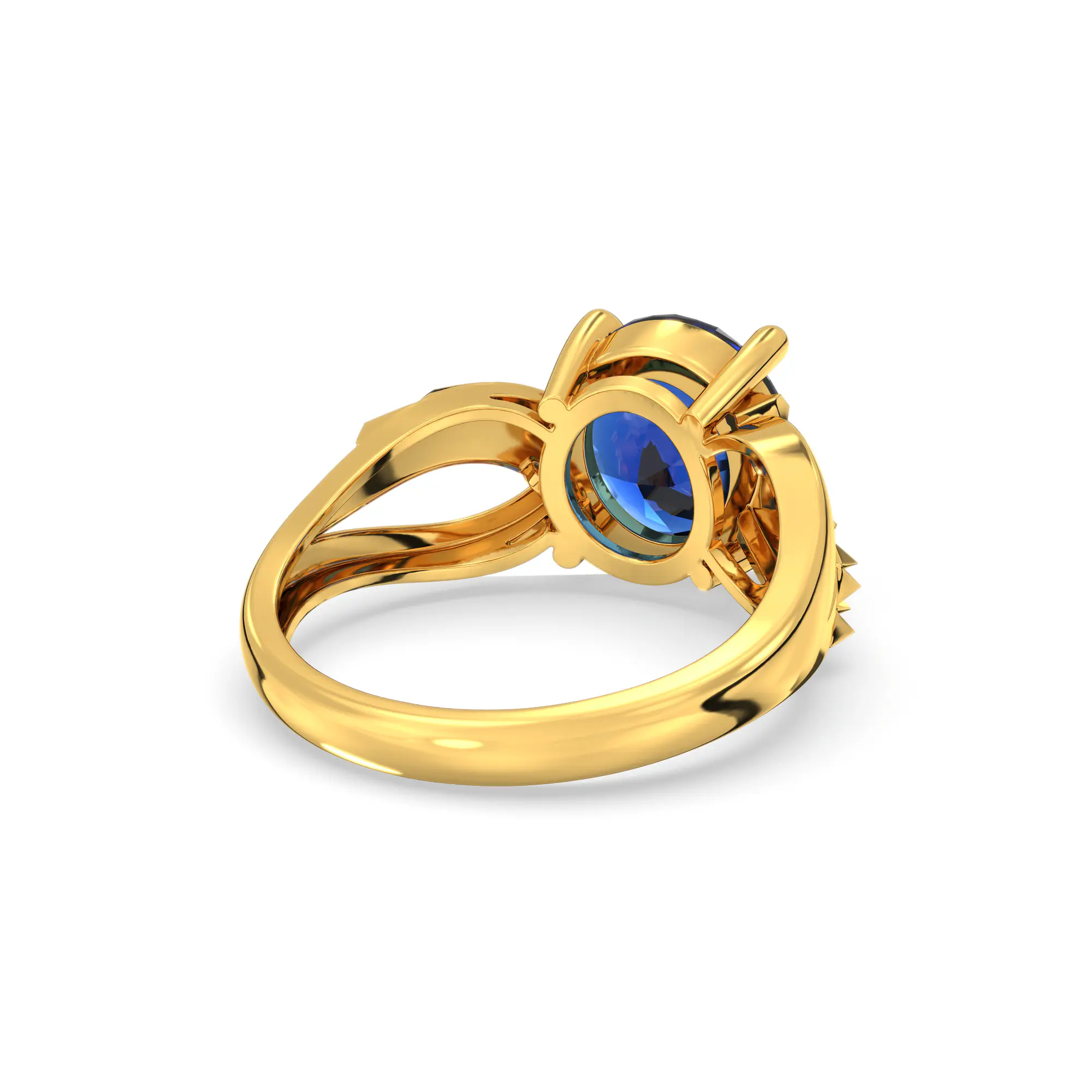 Blue Sapphire (Neelam) Ring for Women in 22K Yellow Gold – Oval 9x8 mm, Prong Setting, 4 g (Design K17A-36) thumbnail