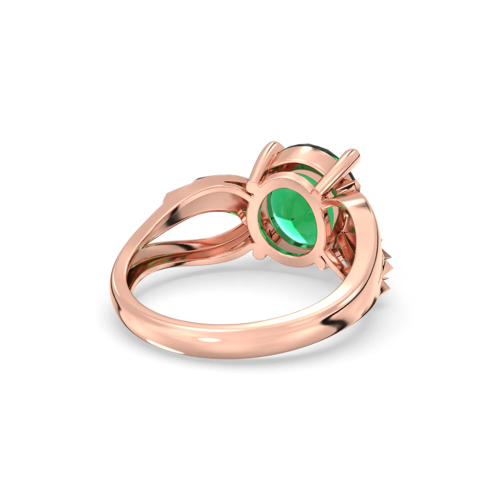 Emerald (Panna) Ring for Women in 18K Rose Gold – Oval 9x8 mm, Prong Setting, 4 g (Design K17A-36) thumbnail