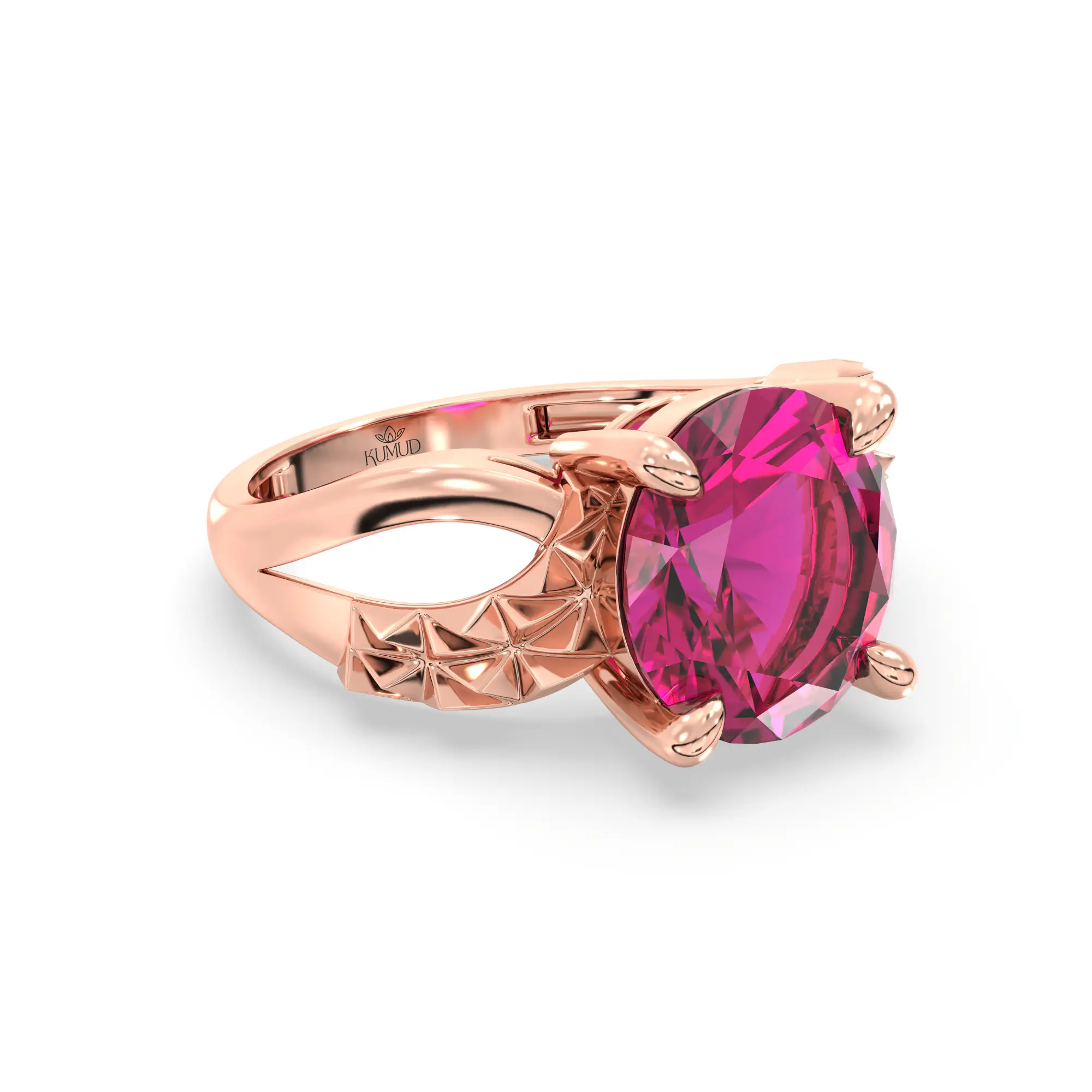 Ruby (Manik) Ring for Women in 18K Rose Gold – Oval 9x8 mm, Prong Setting, 4 g (Design K17A-36) thumbnail