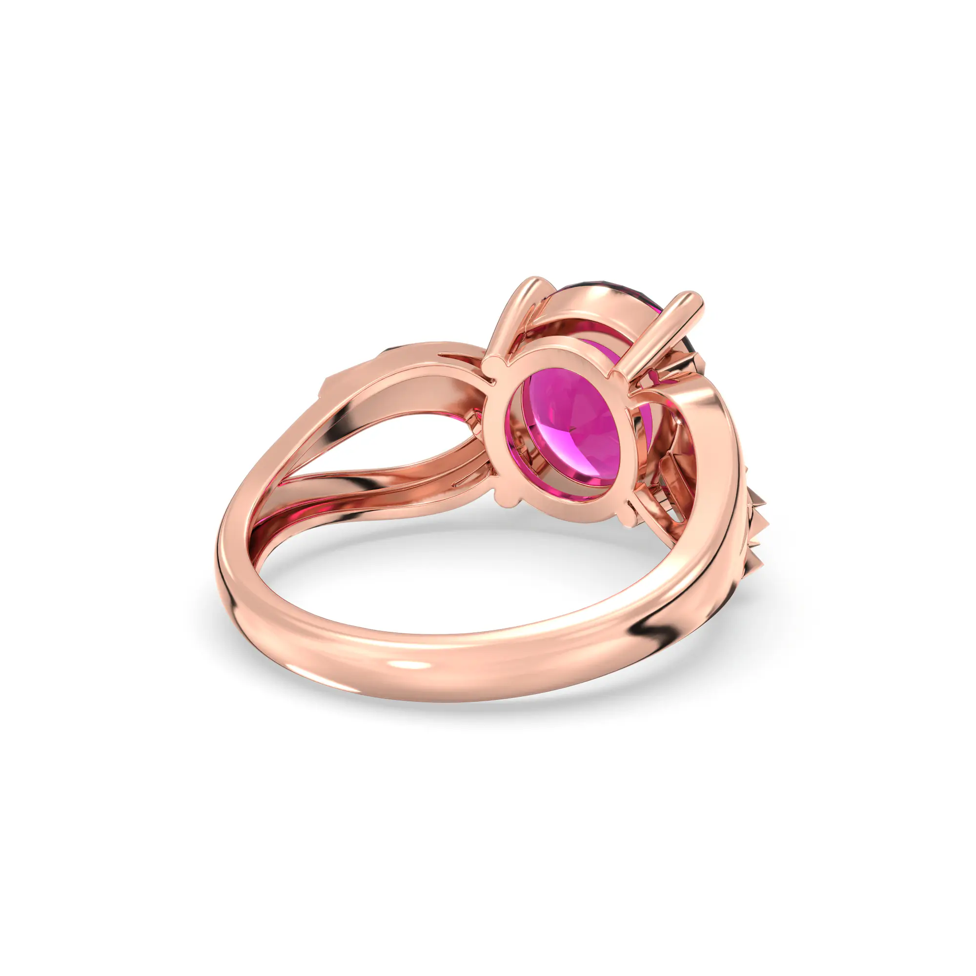 Ruby (Manik) Ring for Women in 18K Rose Gold – Oval 9x8 mm, Prong Setting, 4 g (Design K17A-36) thumbnail