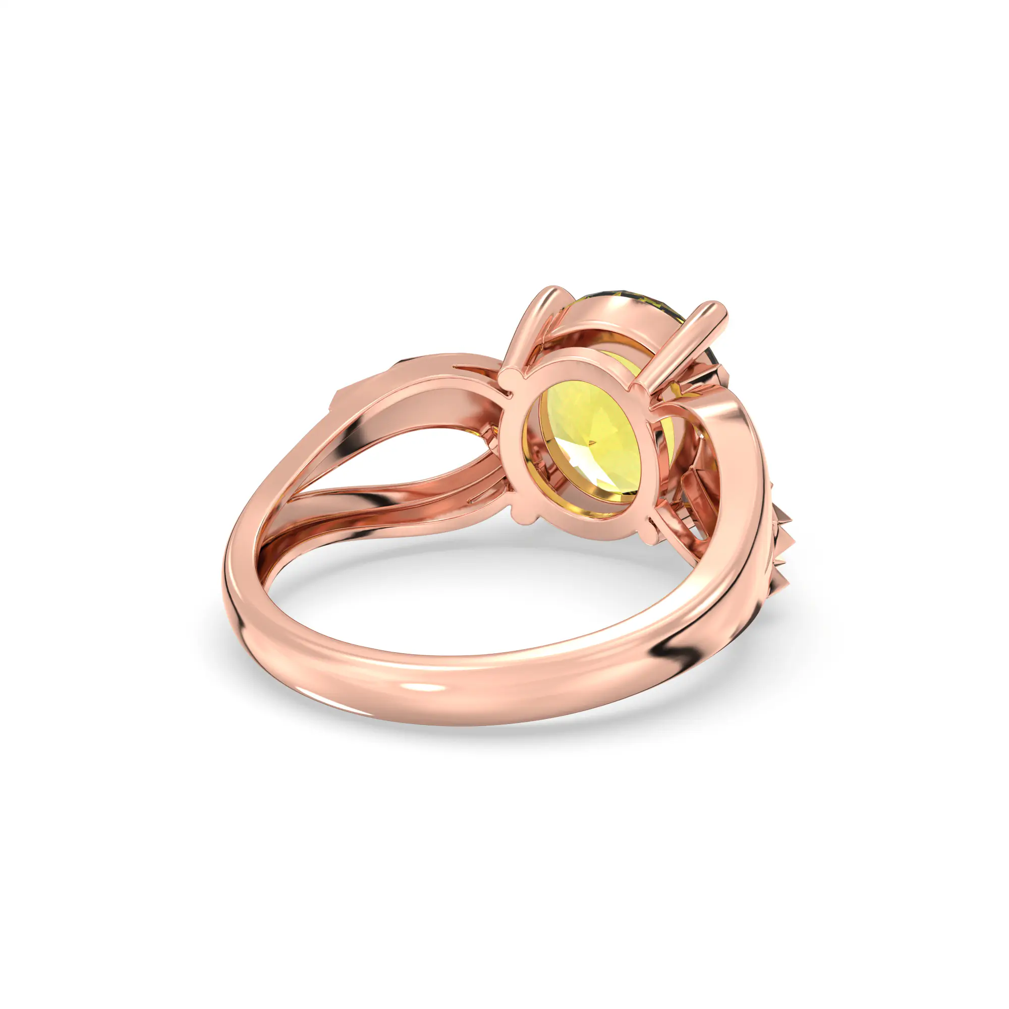 Yellow Sapphire (Pukhraj) Ring for Women in 18K Rose Gold – Oval 9x8 mm, Prong Setting, 4 g (Design K17A-36) thumbnail