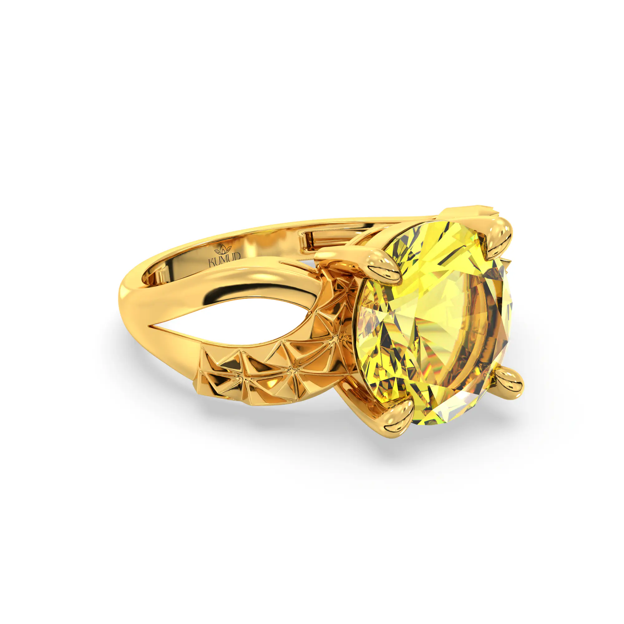 Yellow Sapphire (Pukhraj) Ring for Women in 22K Yellow Gold – Oval 9x8 mm, Prong Setting, 4 g (Design K17A-36) thumbnail