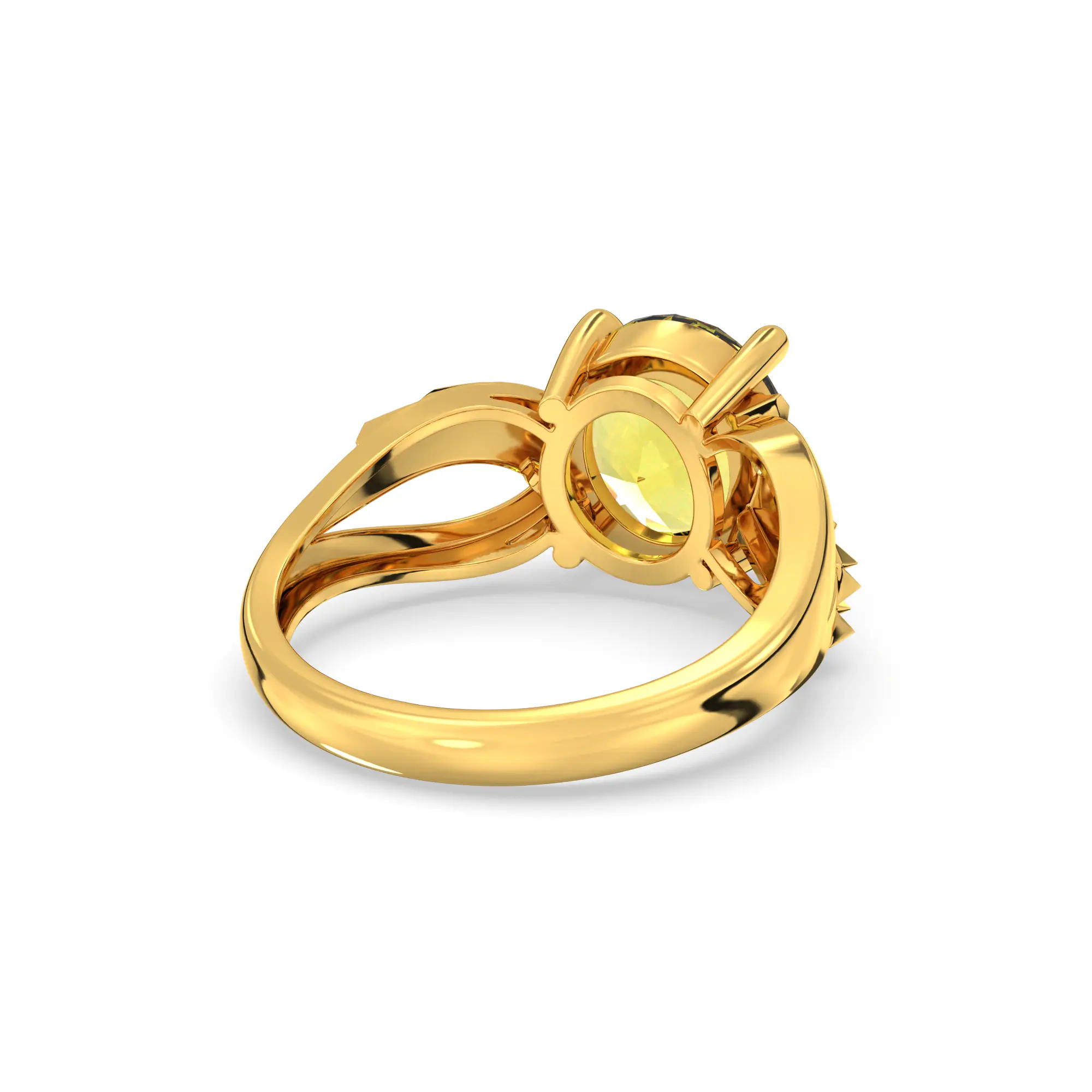 Yellow Sapphire (Pukhraj) Ring for Women in 22K Yellow Gold – Oval 9x8 mm, Prong Setting, 4 g (Design K17A-36) thumbnail