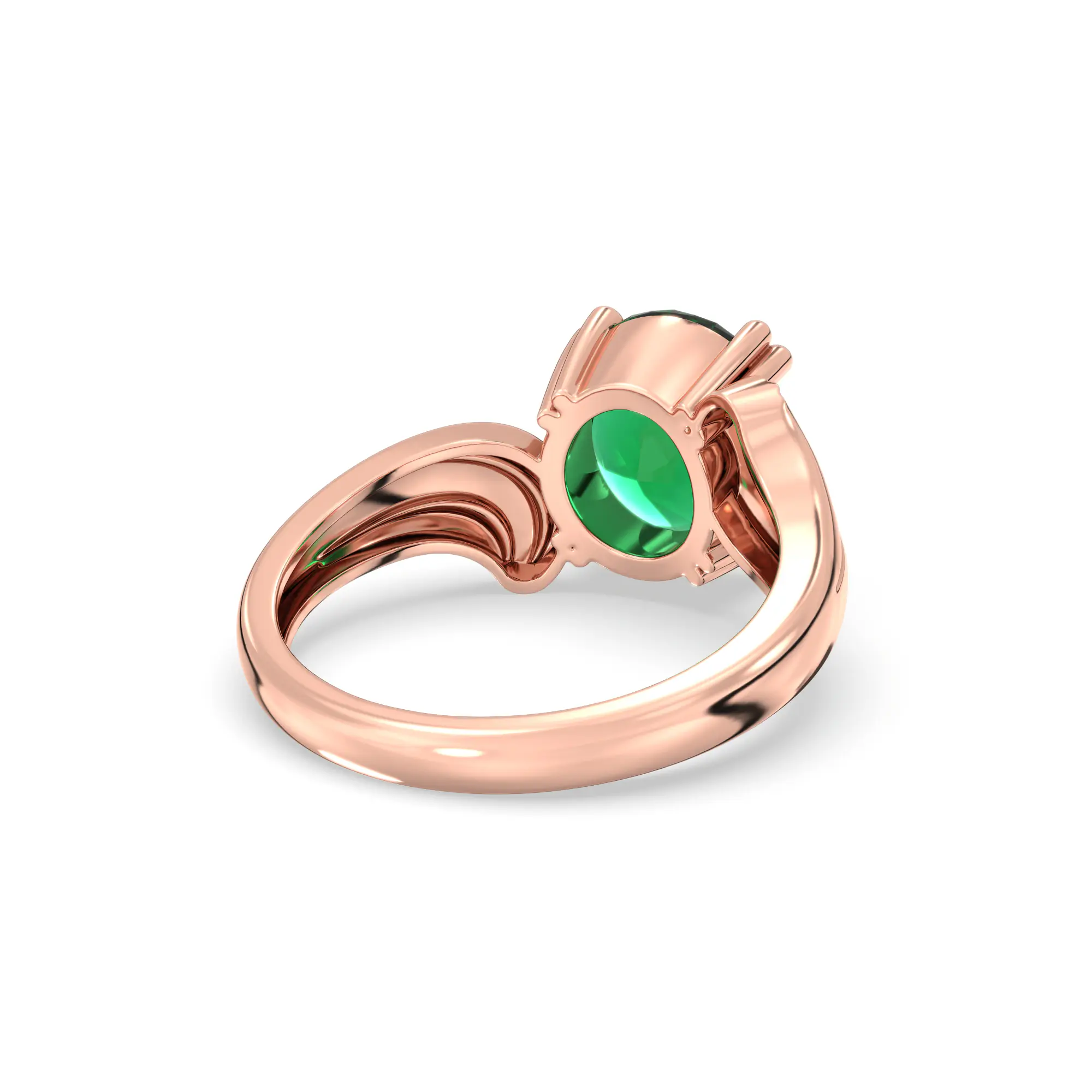 Emerald (Panna) Ring for Women in 18K Rose Gold – Oval 9x8 mm, Prong Setting, 5 g (Design K17A-37) thumbnail