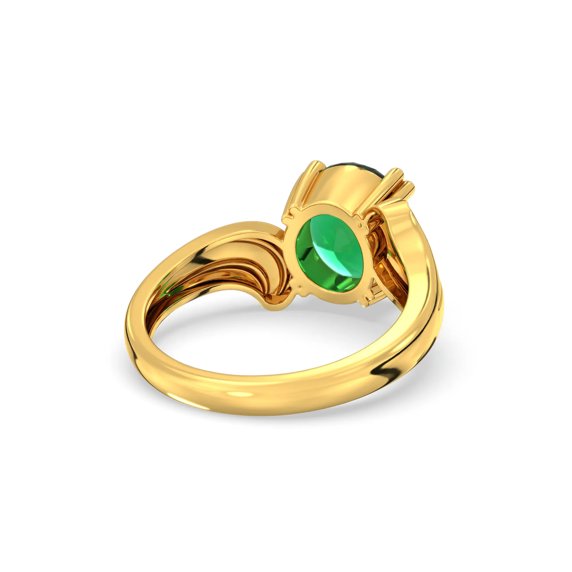 Emerald (Panna) Ring for Women in 22K Yellow Gold – Oval 9x8 mm, Prong Setting, 5 g (Design K17A-37) thumbnail