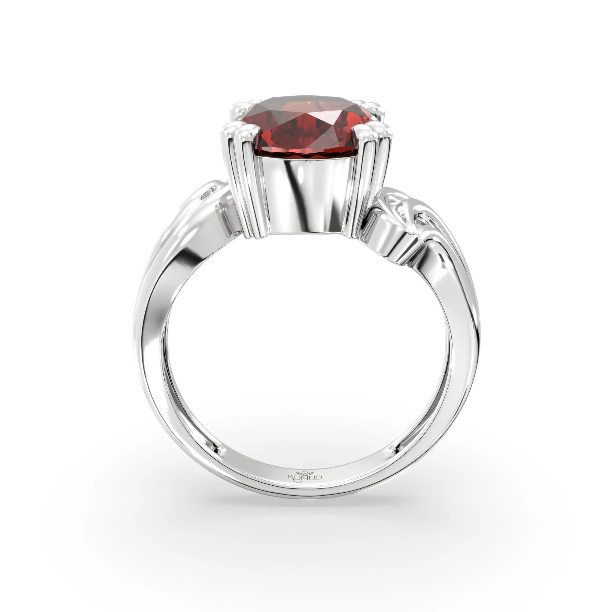 Hessonite (Gomed) Ring for Women in 18K White Gold – Oval 9x8 mm, Prong Setting, 5 g (Design K17A-37) thumbnail