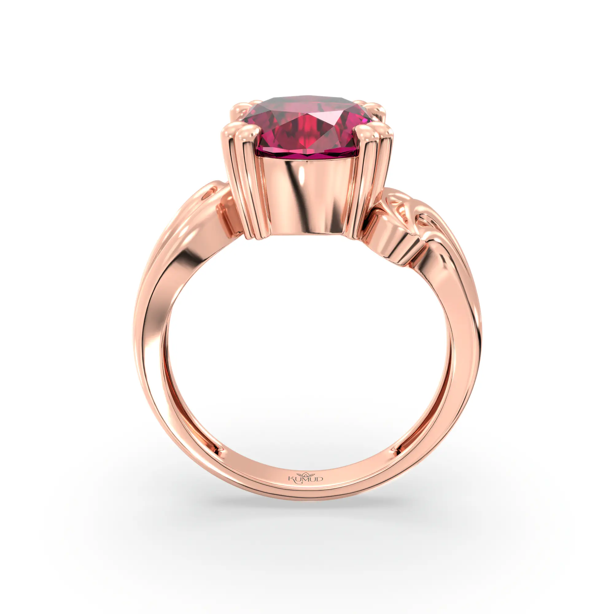 Ruby (Manik) Ring for Women in 18K Rose Gold – Oval 9x8 mm, Prong Setting, 5 g (Design K17A-37) thumbnail