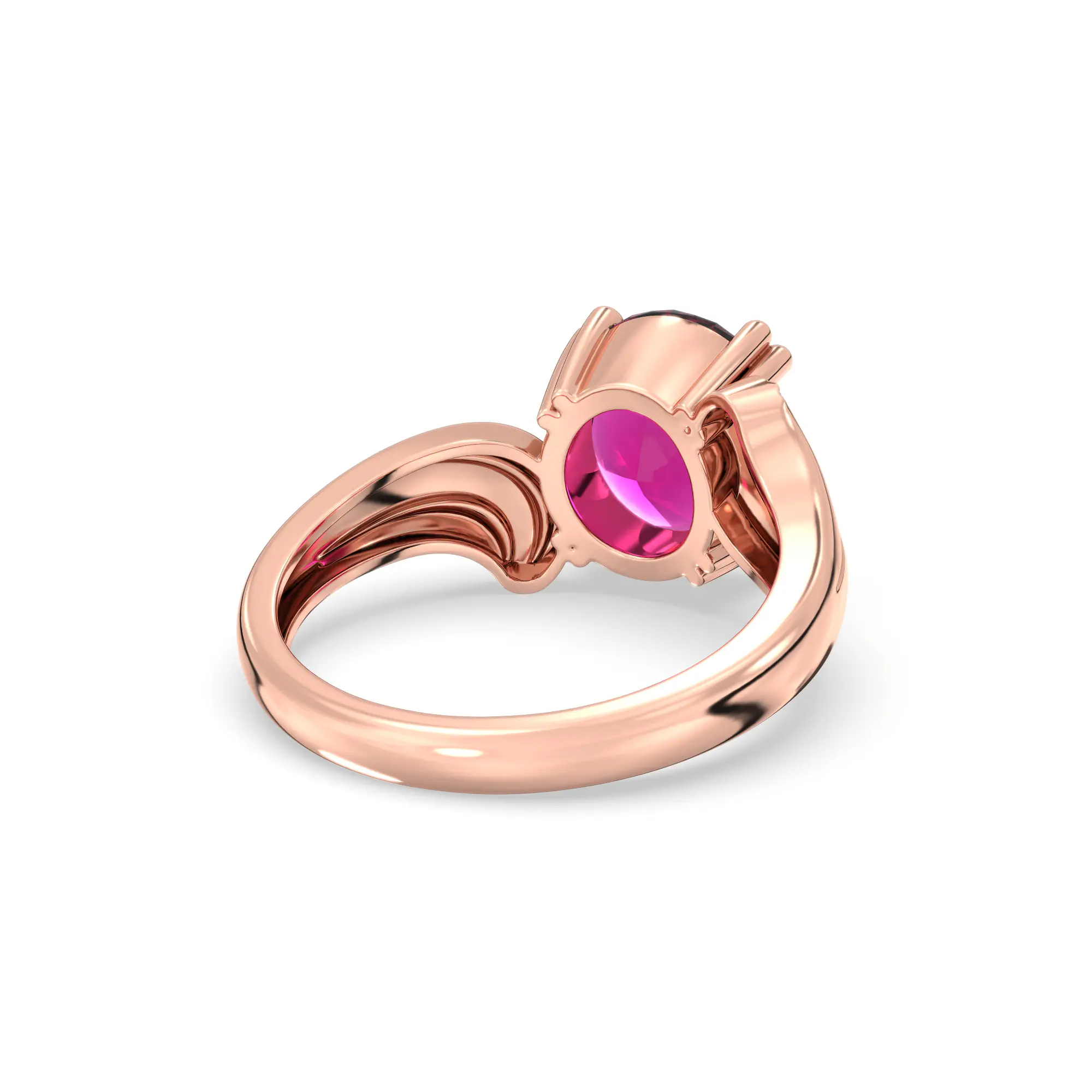 Ruby (Manik) Ring for Women in 18K Rose Gold – Oval 9x8 mm, Prong Setting, 5 g (Design K17A-37) thumbnail