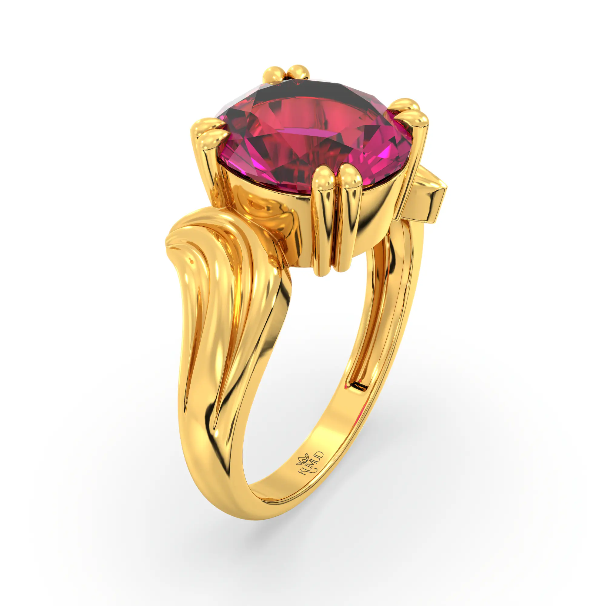 Ruby (Manik) Ring for Women in 22K Yellow Gold – Oval 9x8 mm, Prong Setting, 5 g (Design K17A-37) thumbnail