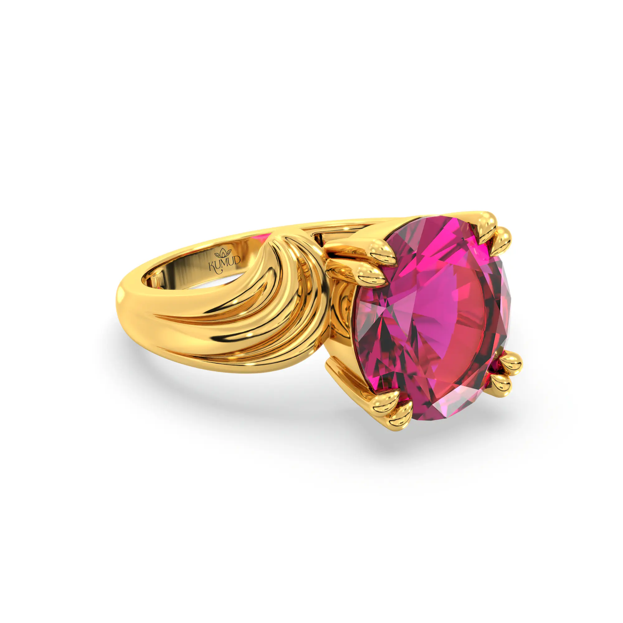 Ruby (Manik) Ring for Women in 22K Yellow Gold – Oval 9x8 mm, Prong Setting, 5 g (Design K17A-37) thumbnail