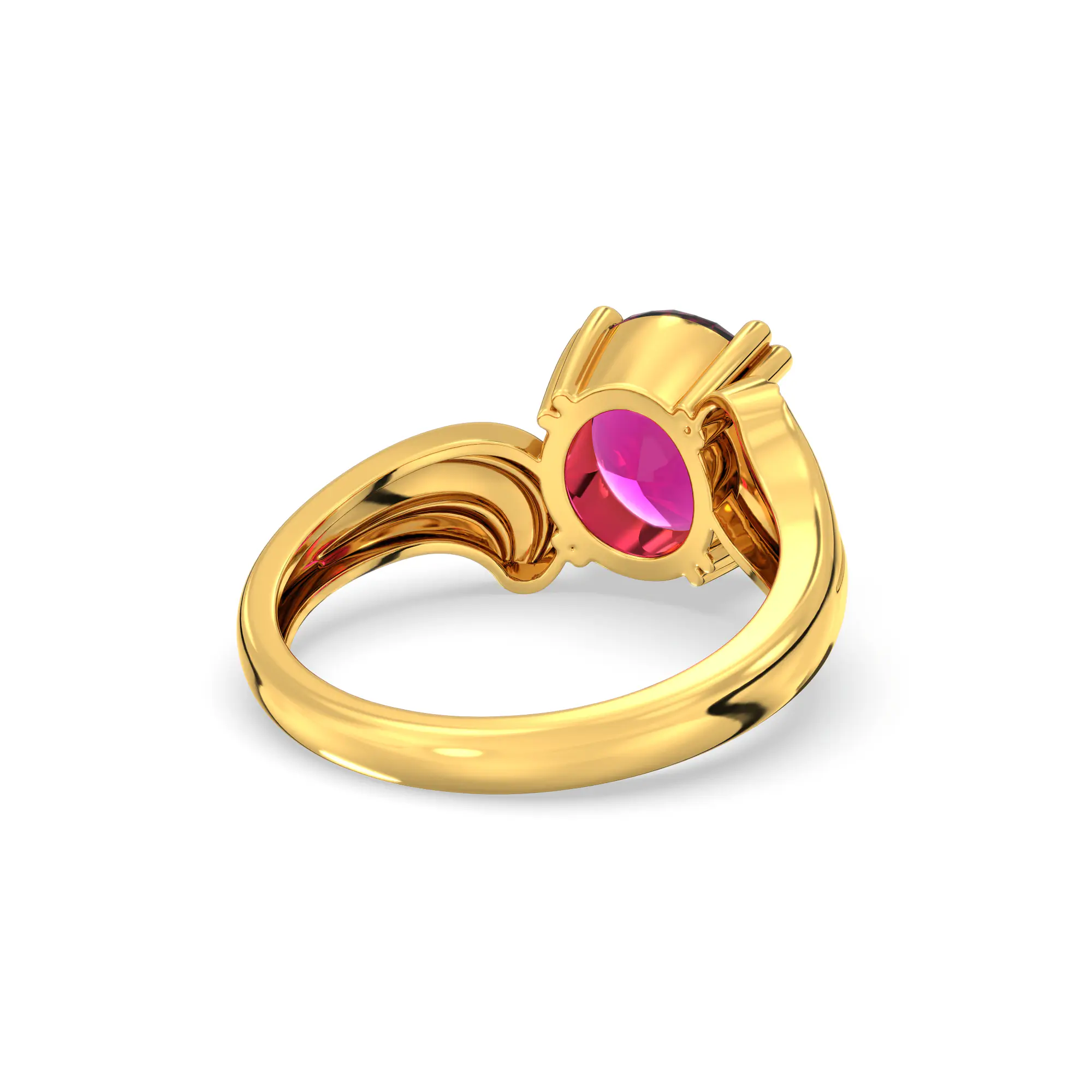 Ruby (Manik) Ring for Women in 22K Yellow Gold – Oval 9x8 mm, Prong Setting, 5 g (Design K17A-37) thumbnail