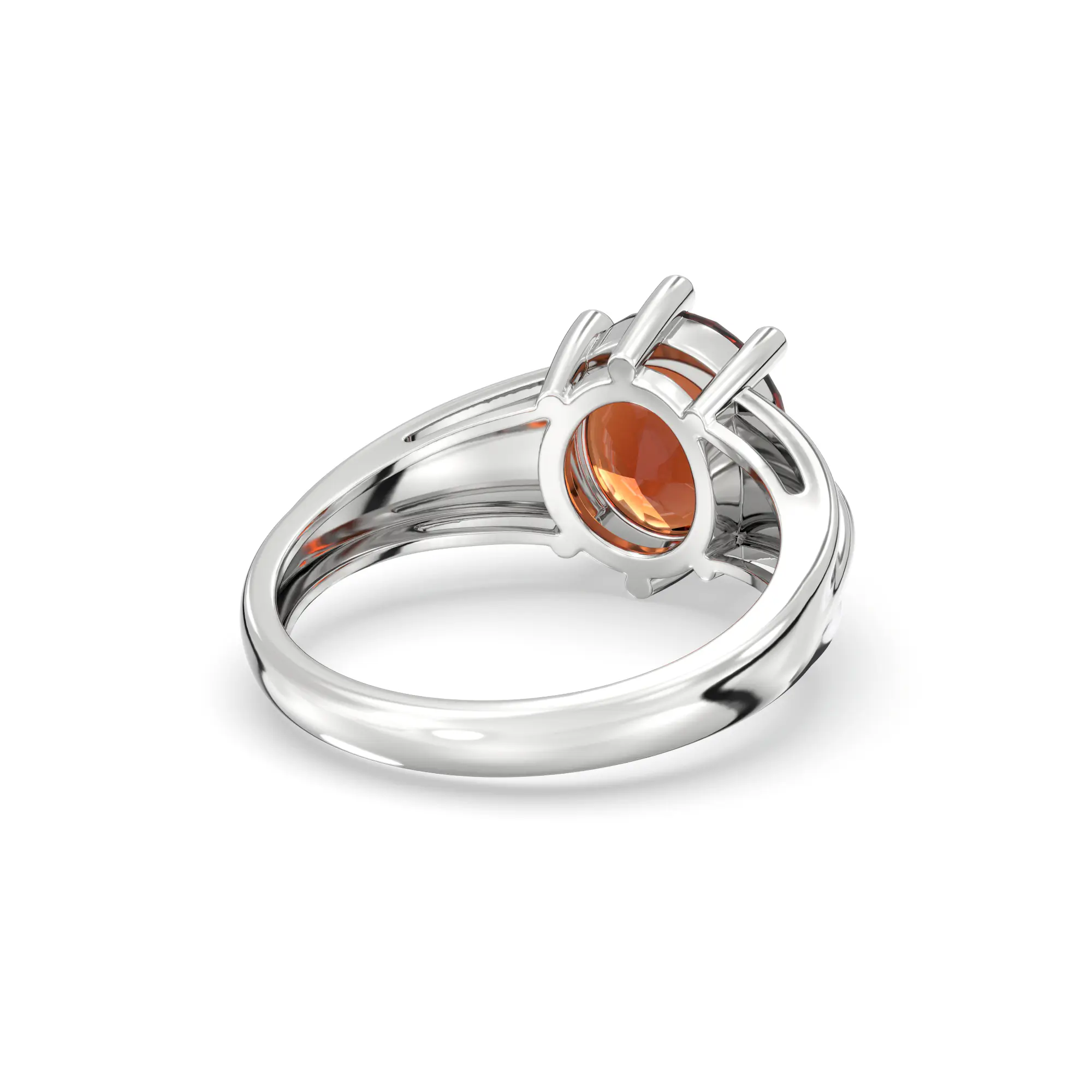 Hessonite (Gomed) Ring for Women in 18K White Gold – Oval 9x8 mm, Prong Setting, 5 g (Design K17A-39) thumbnail