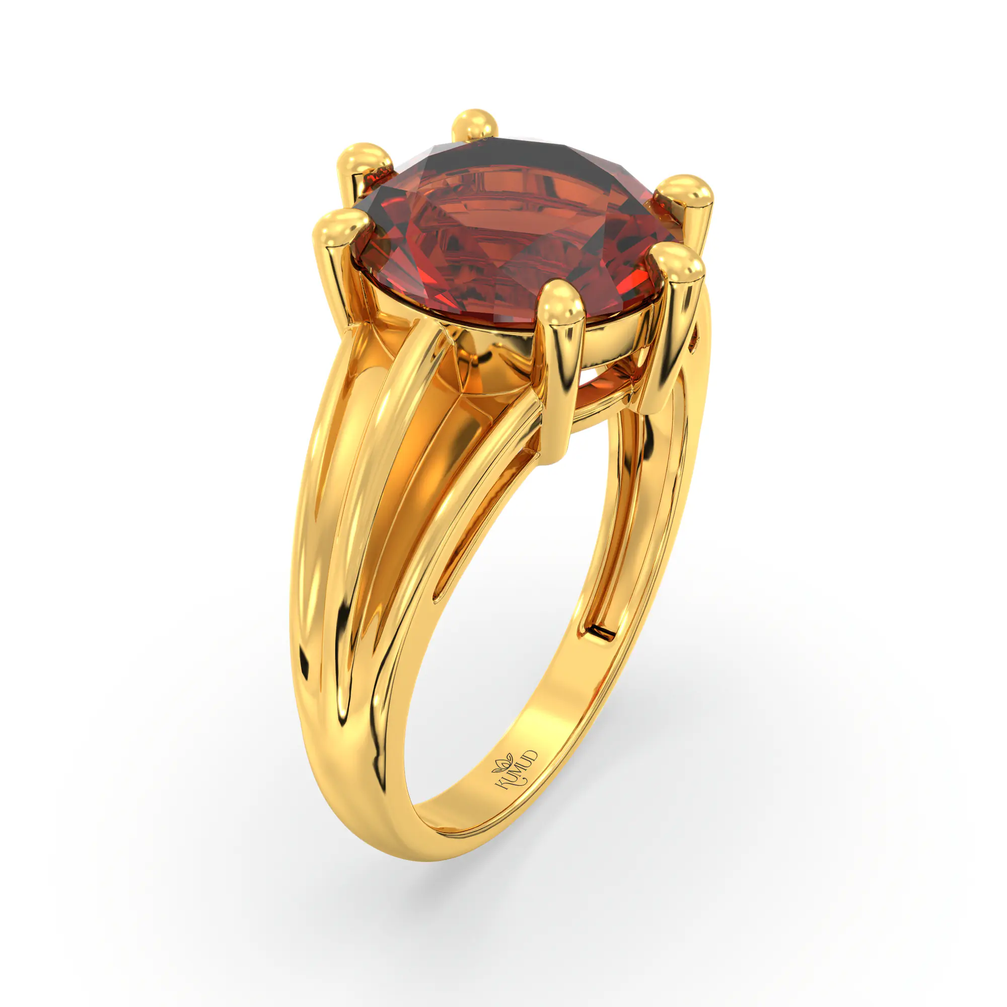 Hessonite (Gomed) Ring for Women in 22K Yellow Gold – Oval 9x8 mm, Prong Setting, 5 g (Design K17A-39) thumbnail