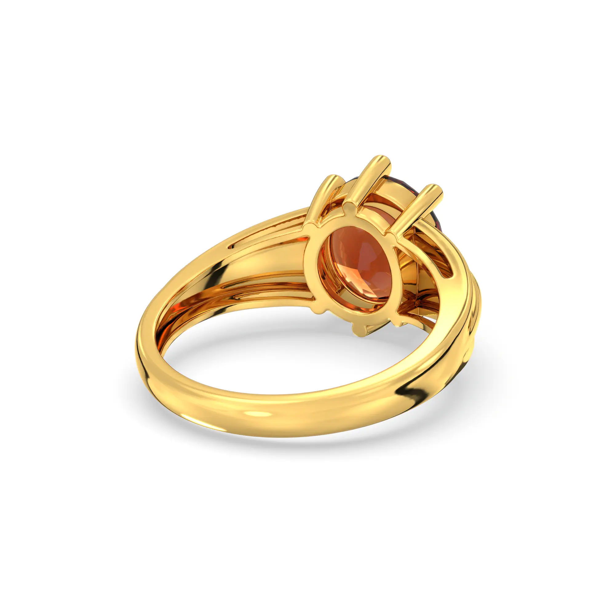 Hessonite (Gomed) Ring for Women in 22K Yellow Gold – Oval 9x8 mm, Prong Setting, 5 g (Design K17A-39) thumbnail