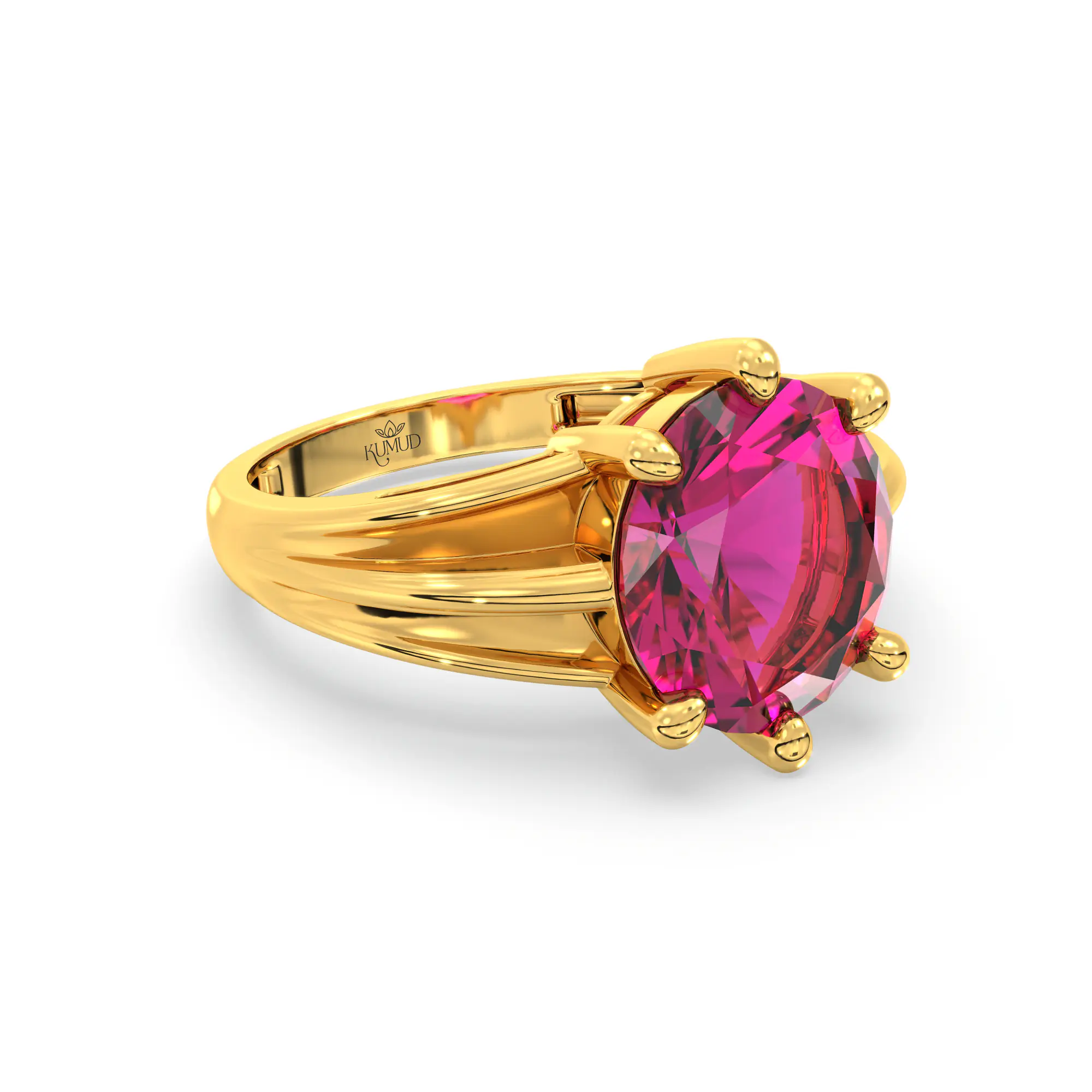 Ruby (Manik) Ring for Women in 22K Yellow Gold – Oval 9x8 mm, Prong Setting, 5 g (Design K17A-39) thumbnail