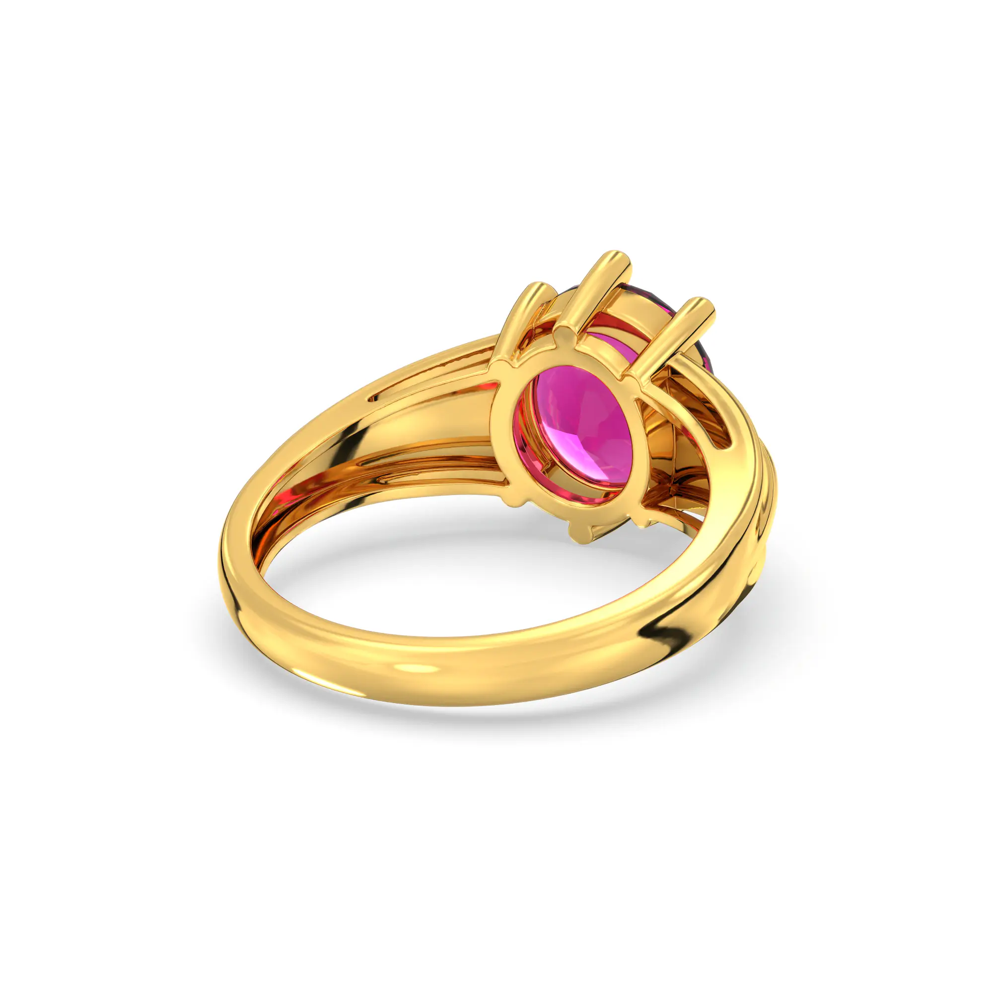 Ruby (Manik) Ring for Women in 22K Yellow Gold – Oval 9x8 mm, Prong Setting, 5 g (Design K17A-39) thumbnail