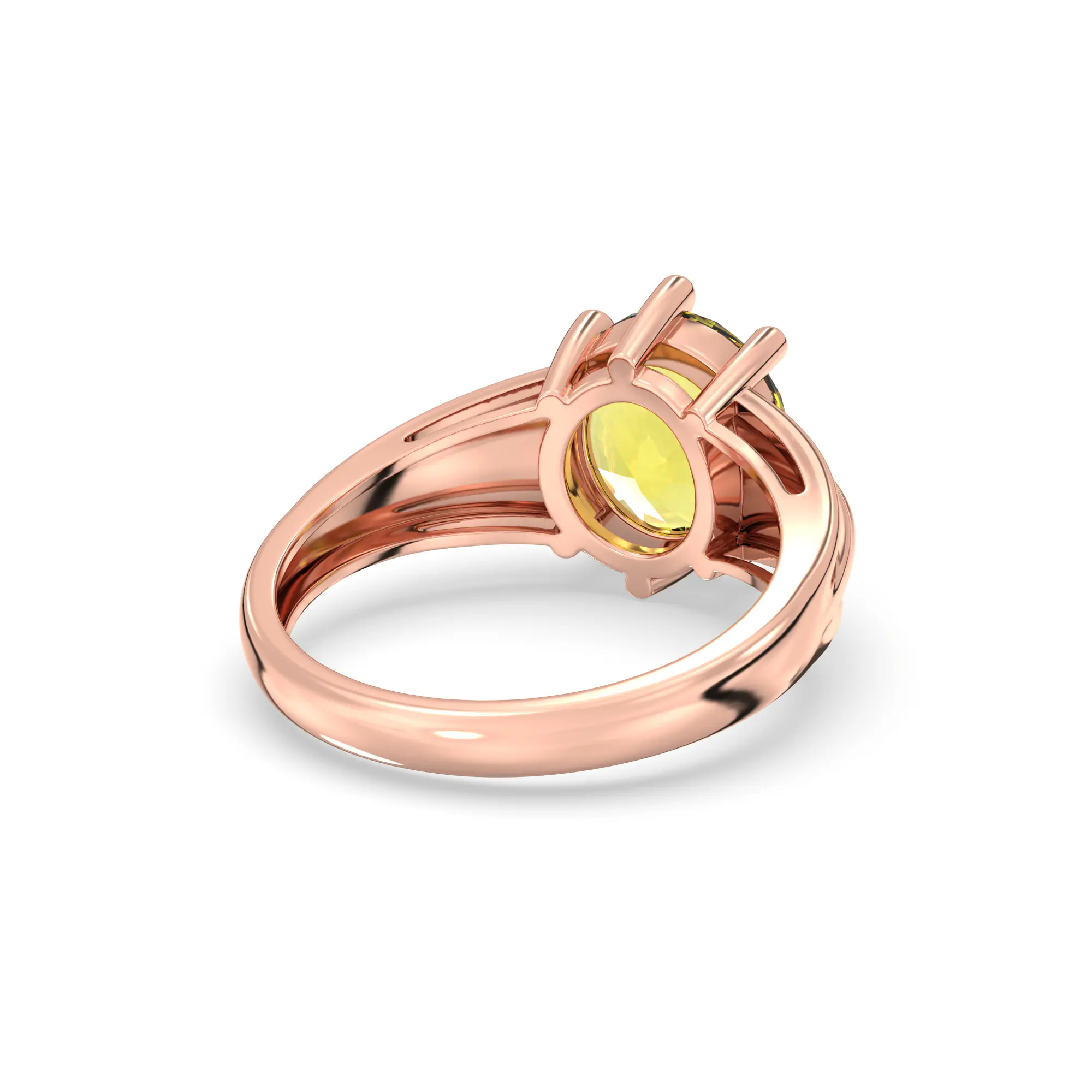 Yellow Sapphire (Pukhraj) Ring for Women in 18K Rose Gold – Oval 9x8 mm, Prong Setting, 5 g (Design K17A-39) thumbnail