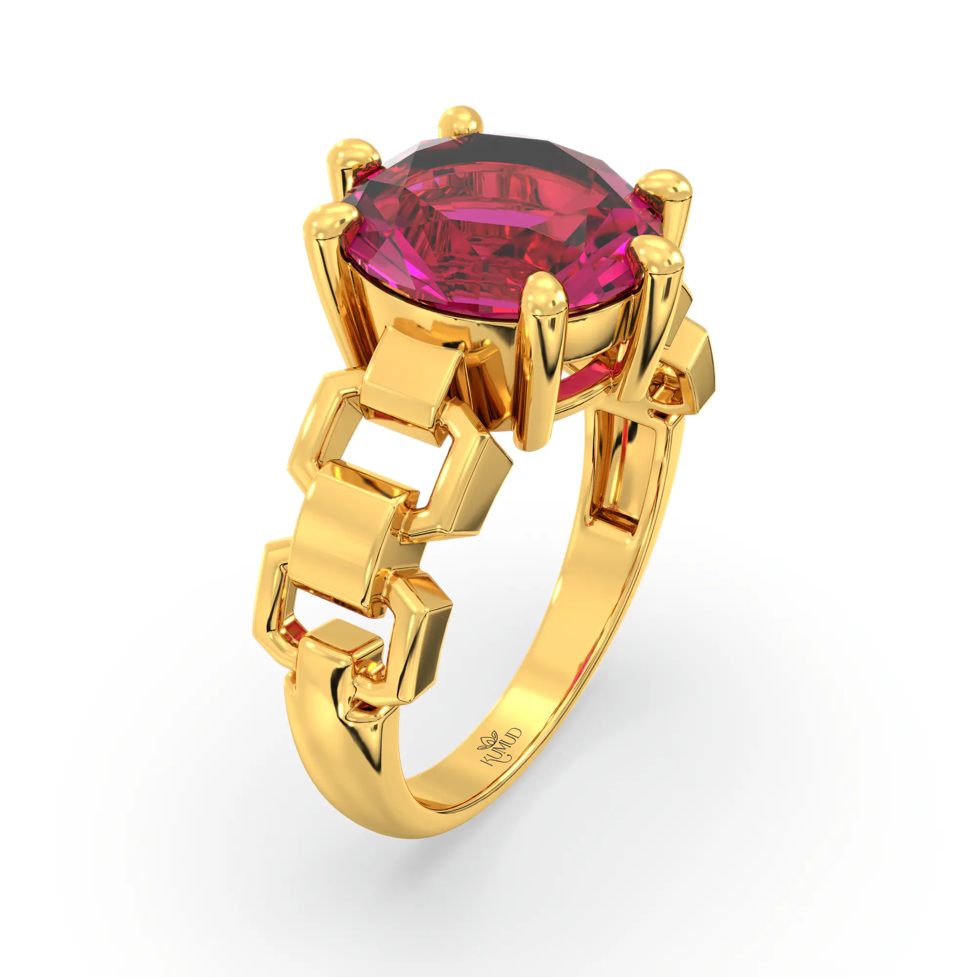 Ruby (Manik) Ring for Women in 22K Yellow Gold – Oval 9x8 mm, Prong Setting, 6 g (Design K17A-40) thumbnail