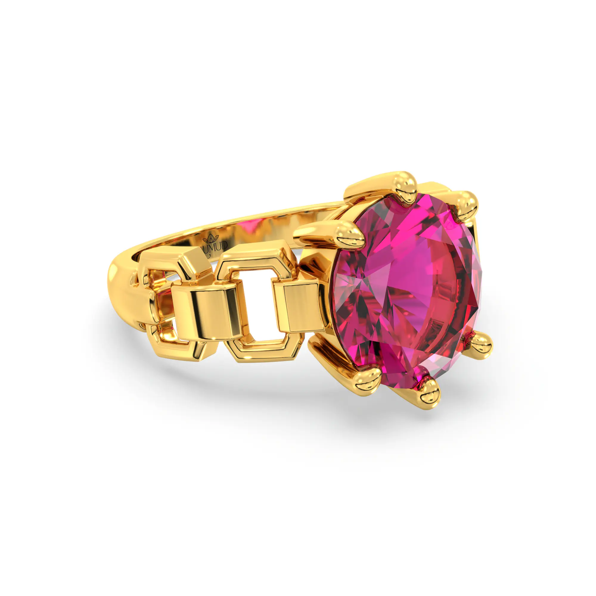 Ruby (Manik) Ring for Women in 22K Yellow Gold – Oval 9x8 mm, Prong Setting, 6 g (Design K17A-40) thumbnail