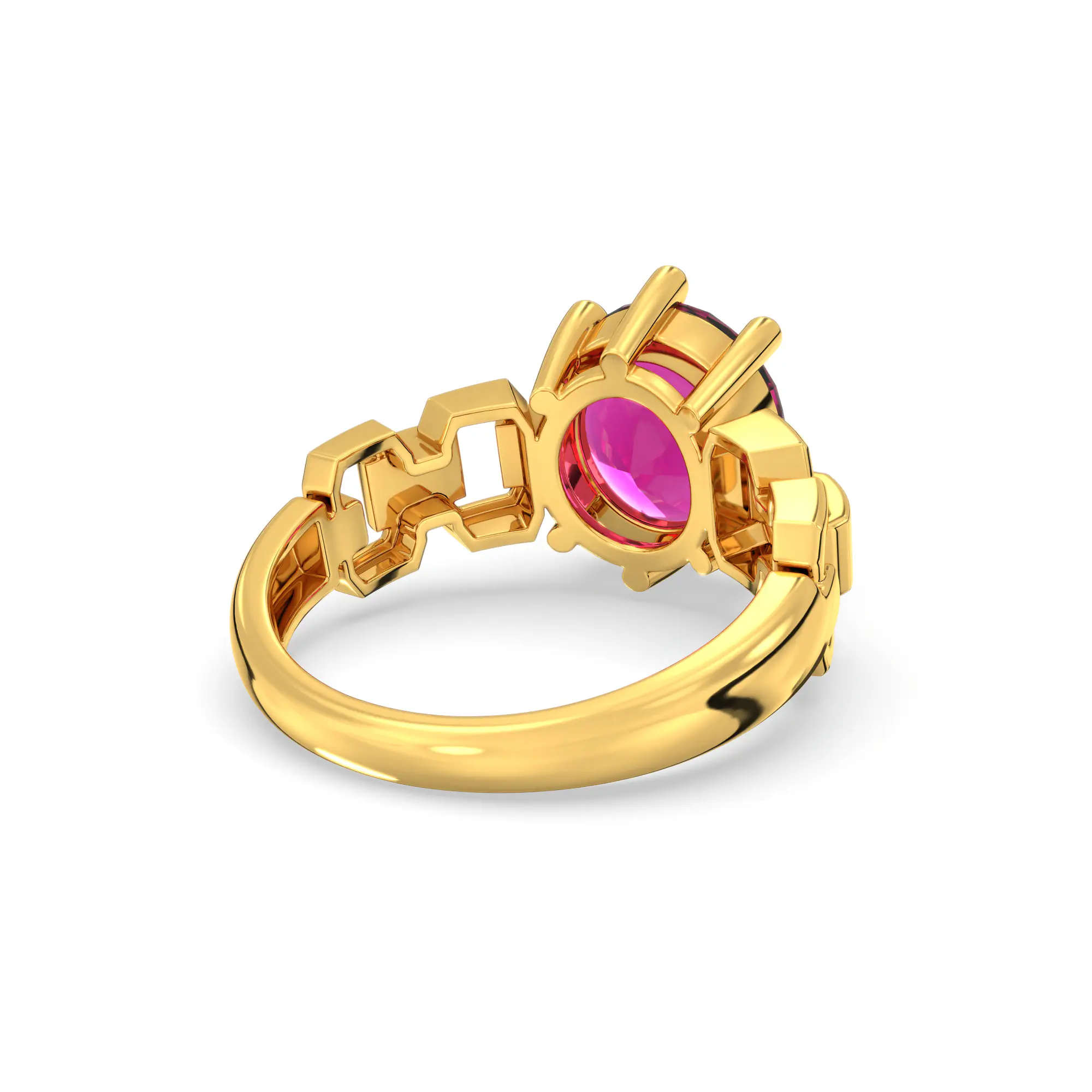 Ruby (Manik) Ring for Women in 22K Yellow Gold – Oval 9x8 mm, Prong Setting, 6 g (Design K17A-40) thumbnail