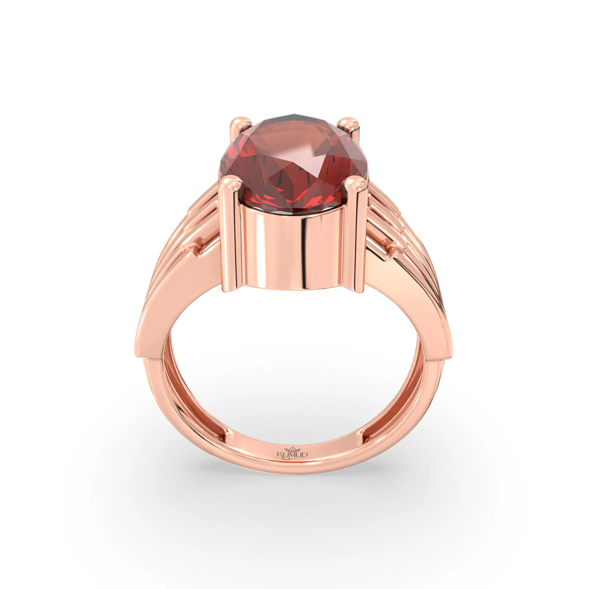 Hessonite (Gomed) Ring for Women in 18K Rose Gold – Oval 13x8 mm, Prong Setting, 5 g (Design K17B-1) thumbnail
