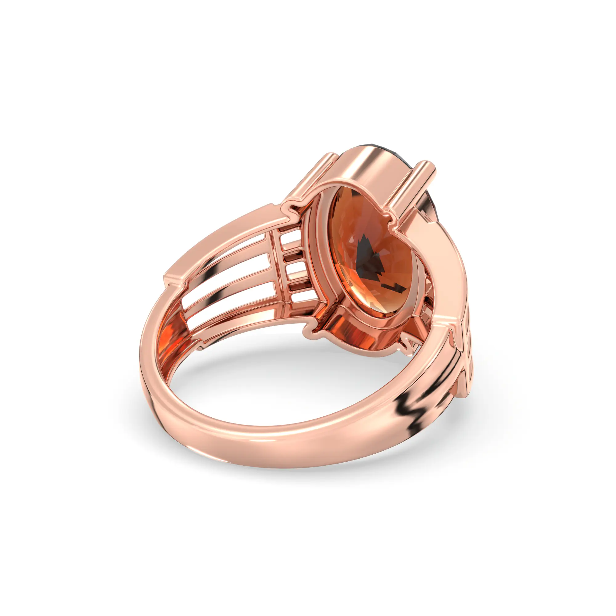 Hessonite (Gomed) Ring for Women in 18K Rose Gold – Oval 13x8 mm, Prong Setting, 5 g (Design K17B-1) thumbnail