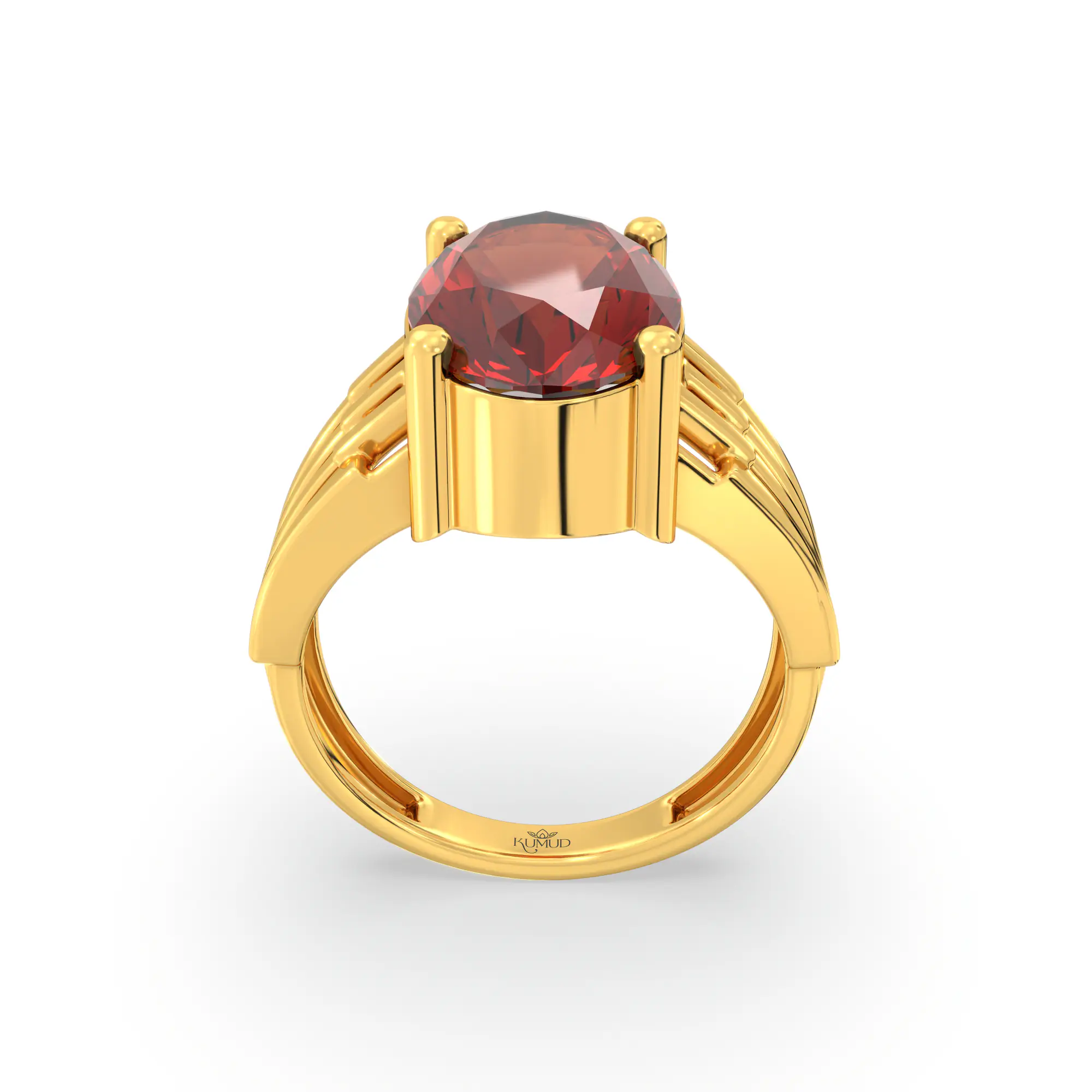 Hessonite (Gomed) Ring for Women in 22K Yellow Gold – Oval 13x8 mm, Prong Setting, 5 g (Design K17B-1) thumbnail