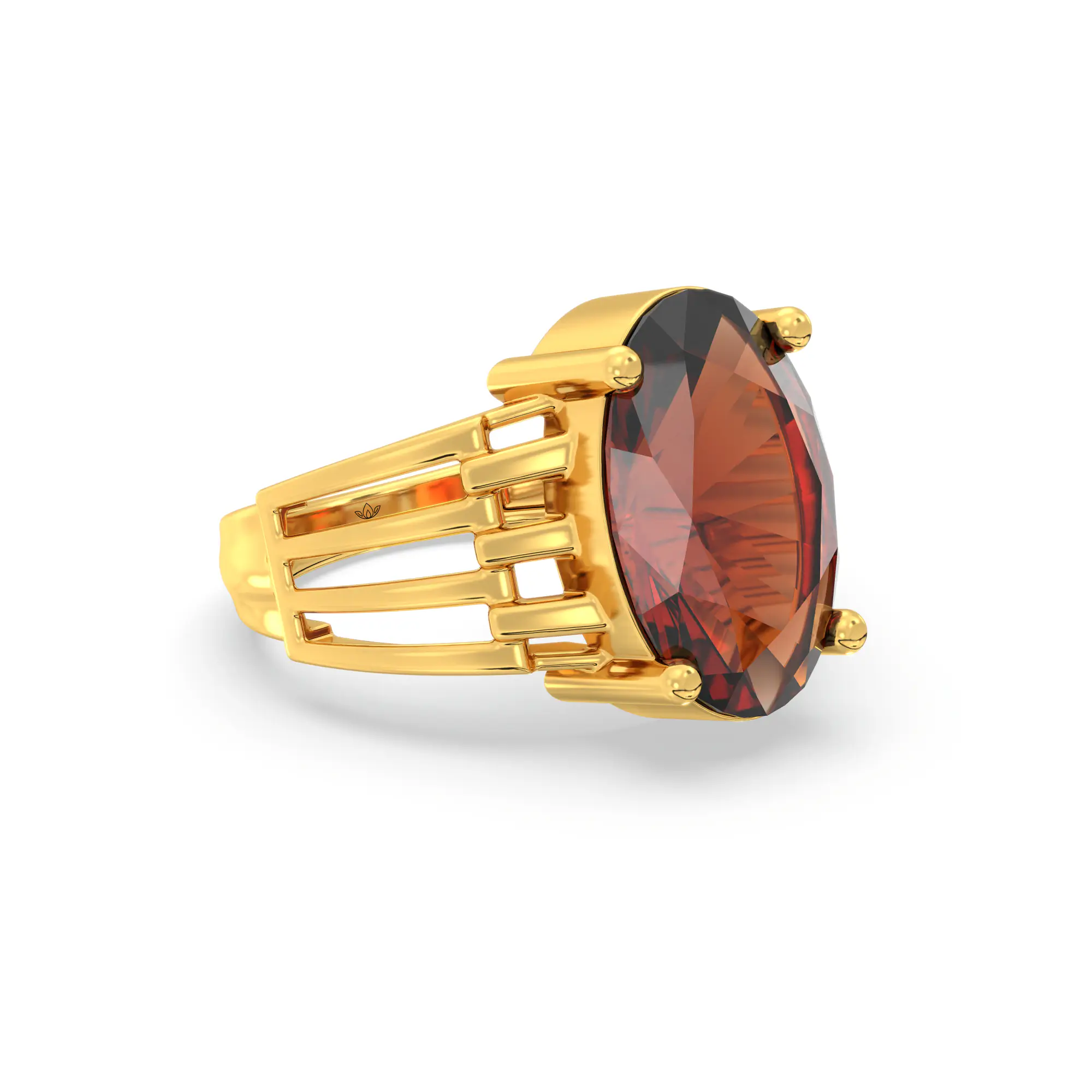 Hessonite (Gomed) Ring for Women in 22K Yellow Gold – Oval 13x8 mm, Prong Setting, 5 g (Design K17B-1) thumbnail