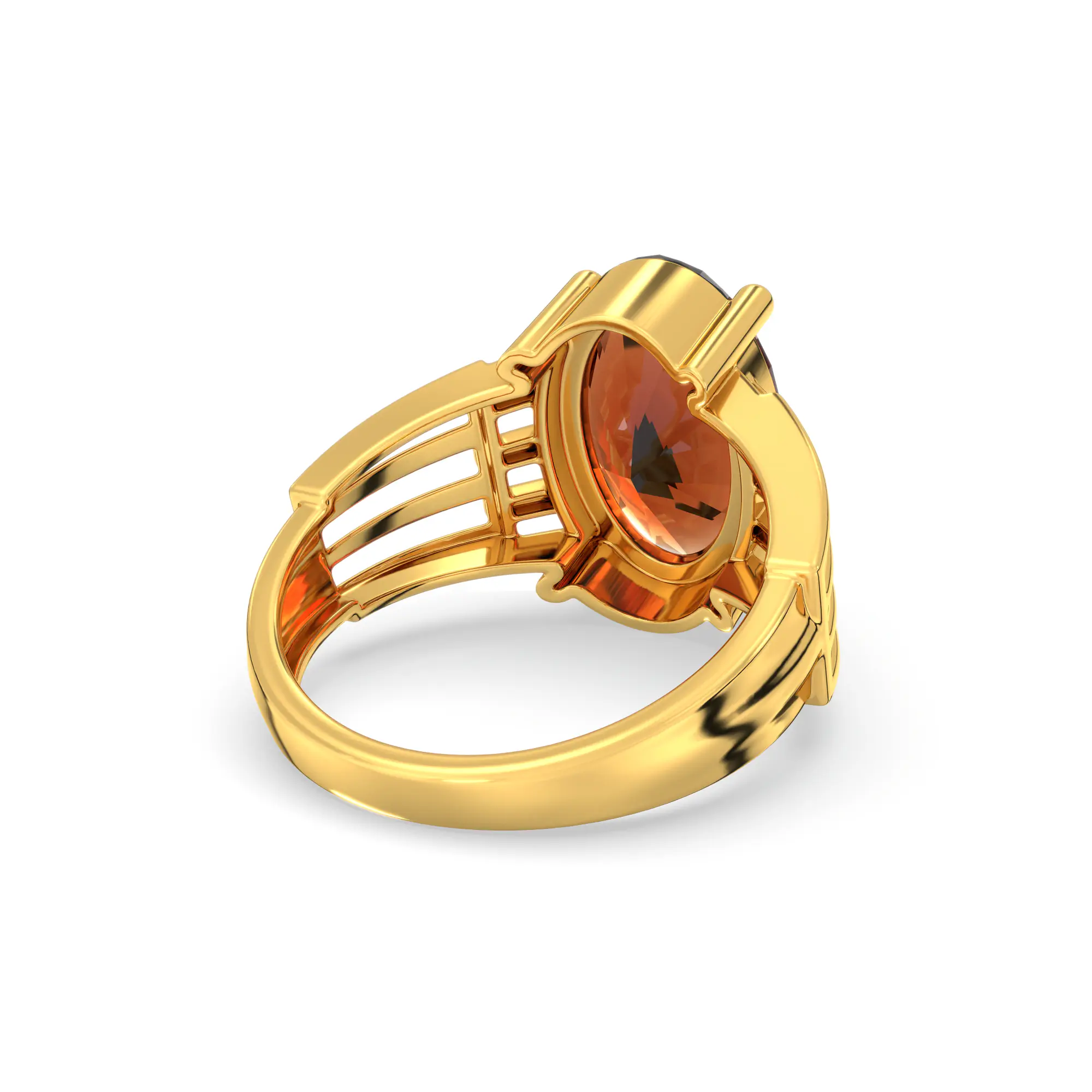 Hessonite (Gomed) Ring for Women in 22K Yellow Gold – Oval 13x8 mm, Prong Setting, 5 g (Design K17B-1) thumbnail