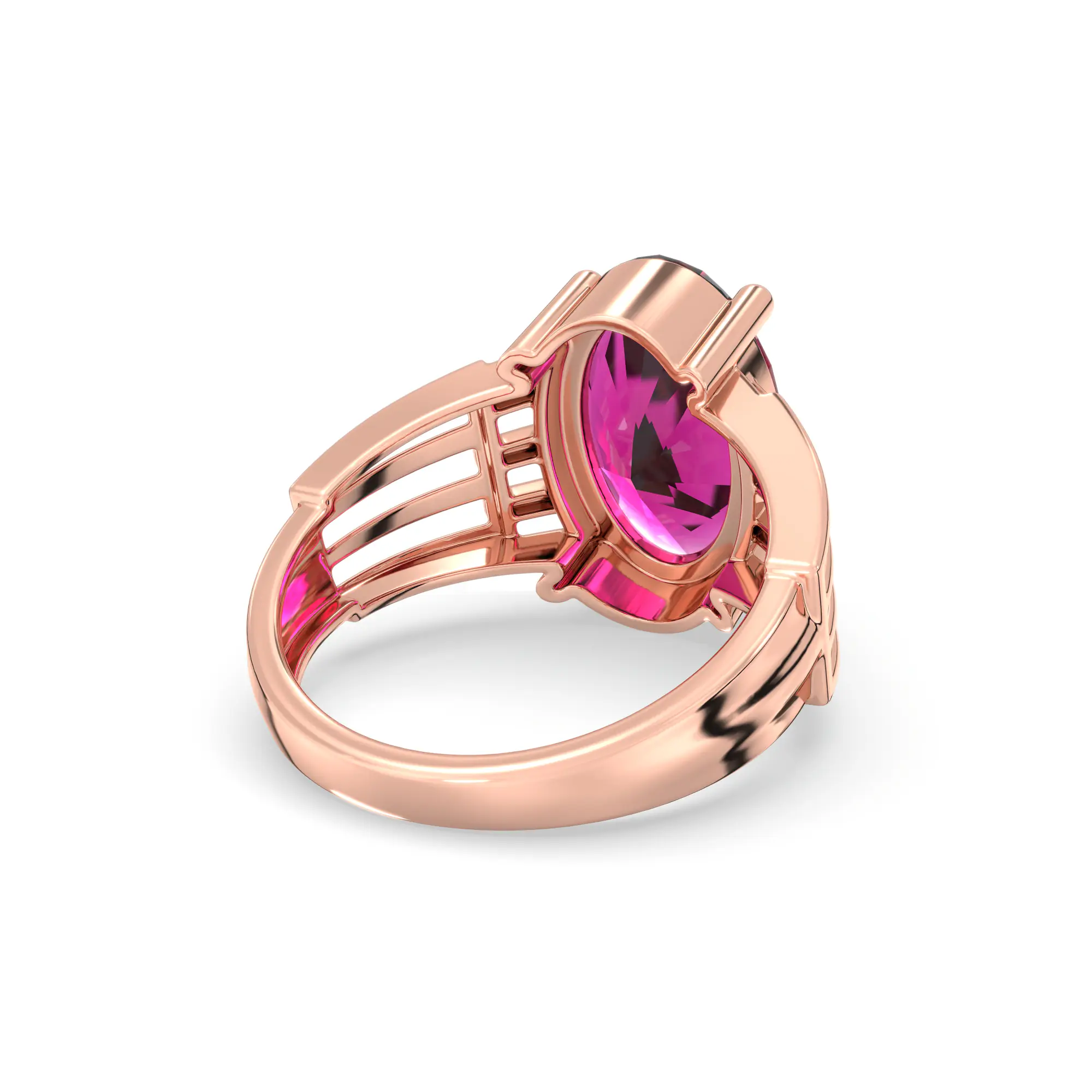 Ruby (Manik) Ring for Women in 18K Rose Gold – Oval 13x8 mm, Prong Setting, 5 g (Design K17B-1) thumbnail