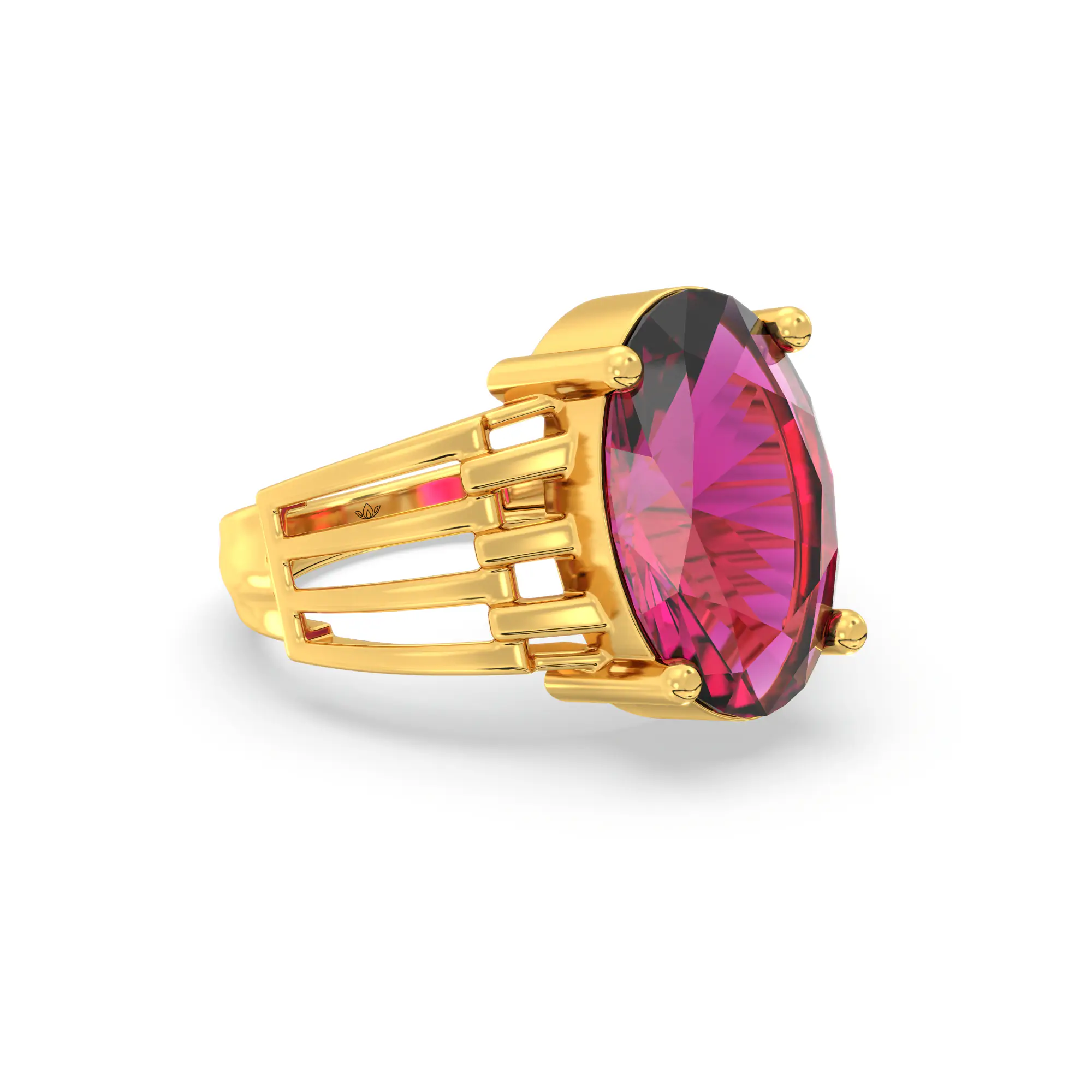 Ruby (Manik) Ring for Women in 22K Yellow Gold – Oval 13x8 mm, Prong Setting, 5 g (Design K17B-1) thumbnail