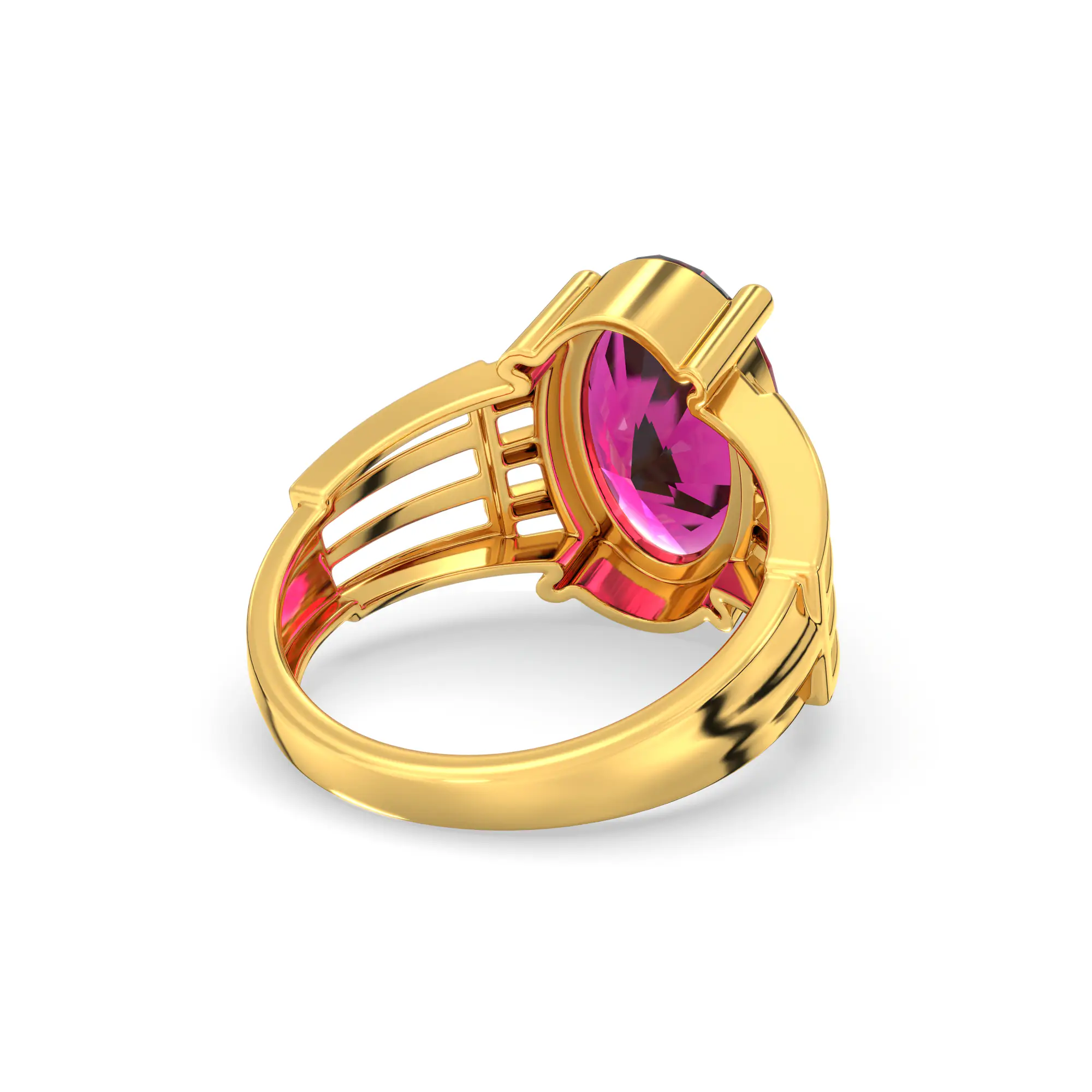 Ruby (Manik) Ring for Women in 22K Yellow Gold – Oval 13x8 mm, Prong Setting, 5 g (Design K17B-1) thumbnail