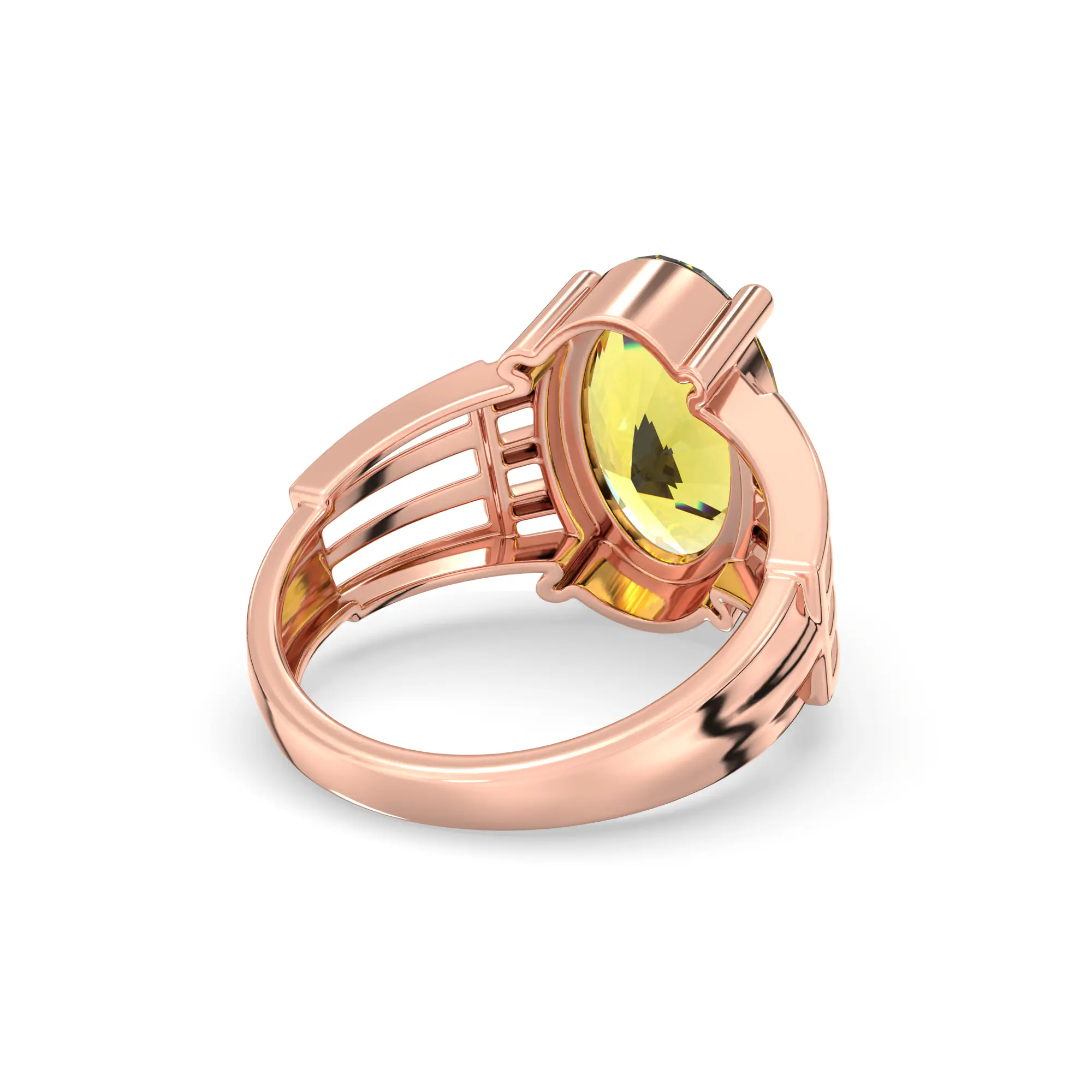 Yellow Sapphire (Pukhraj) Ring for Women in 18K Rose Gold – Oval 13x8 mm, Prong Setting, 5 g (Design K17B-1) thumbnail