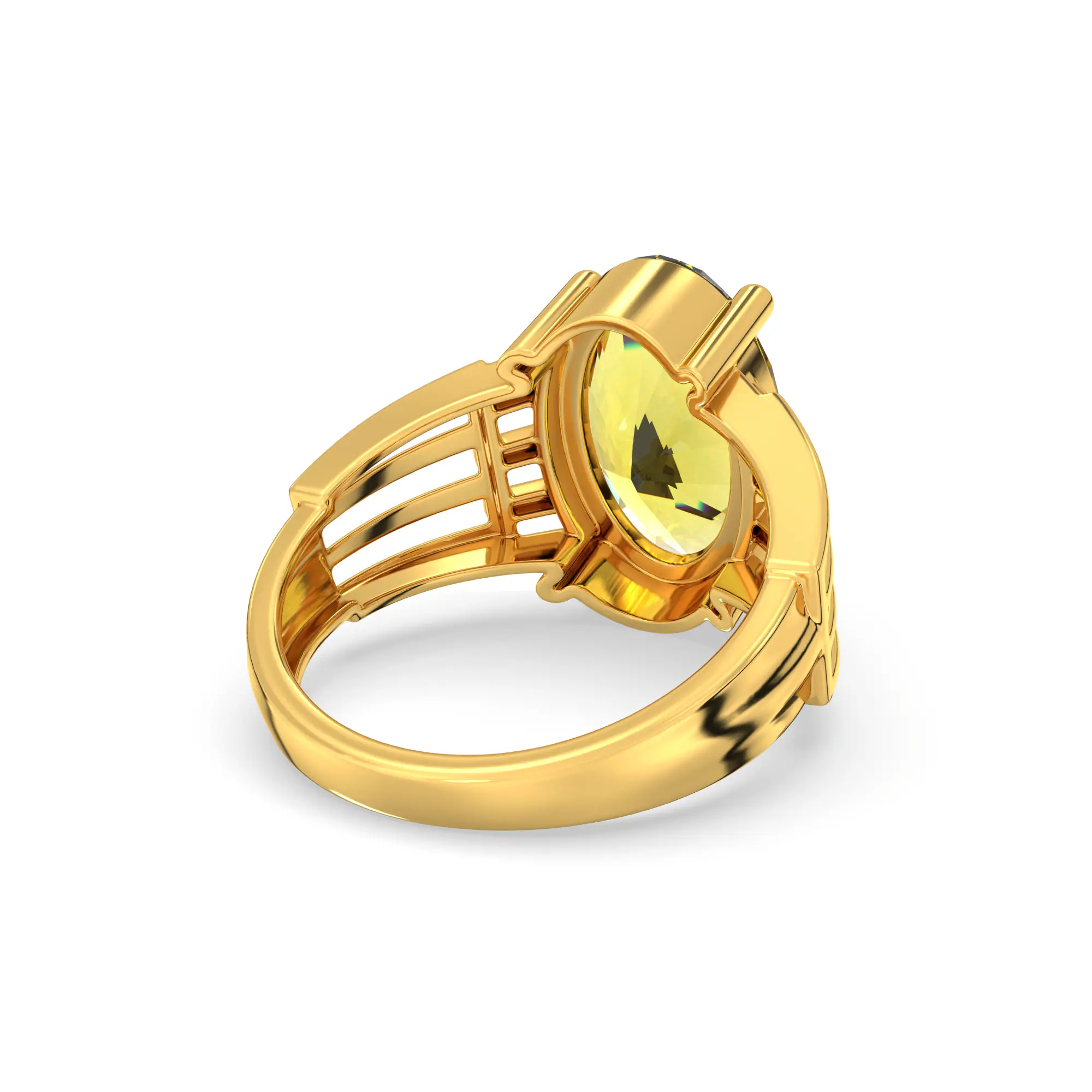 Yellow Sapphire (Pukhraj) Ring for Women in 22K Yellow Gold – Oval 13x8 mm, Prong Setting, 5 g (Design K17B-1) thumbnail