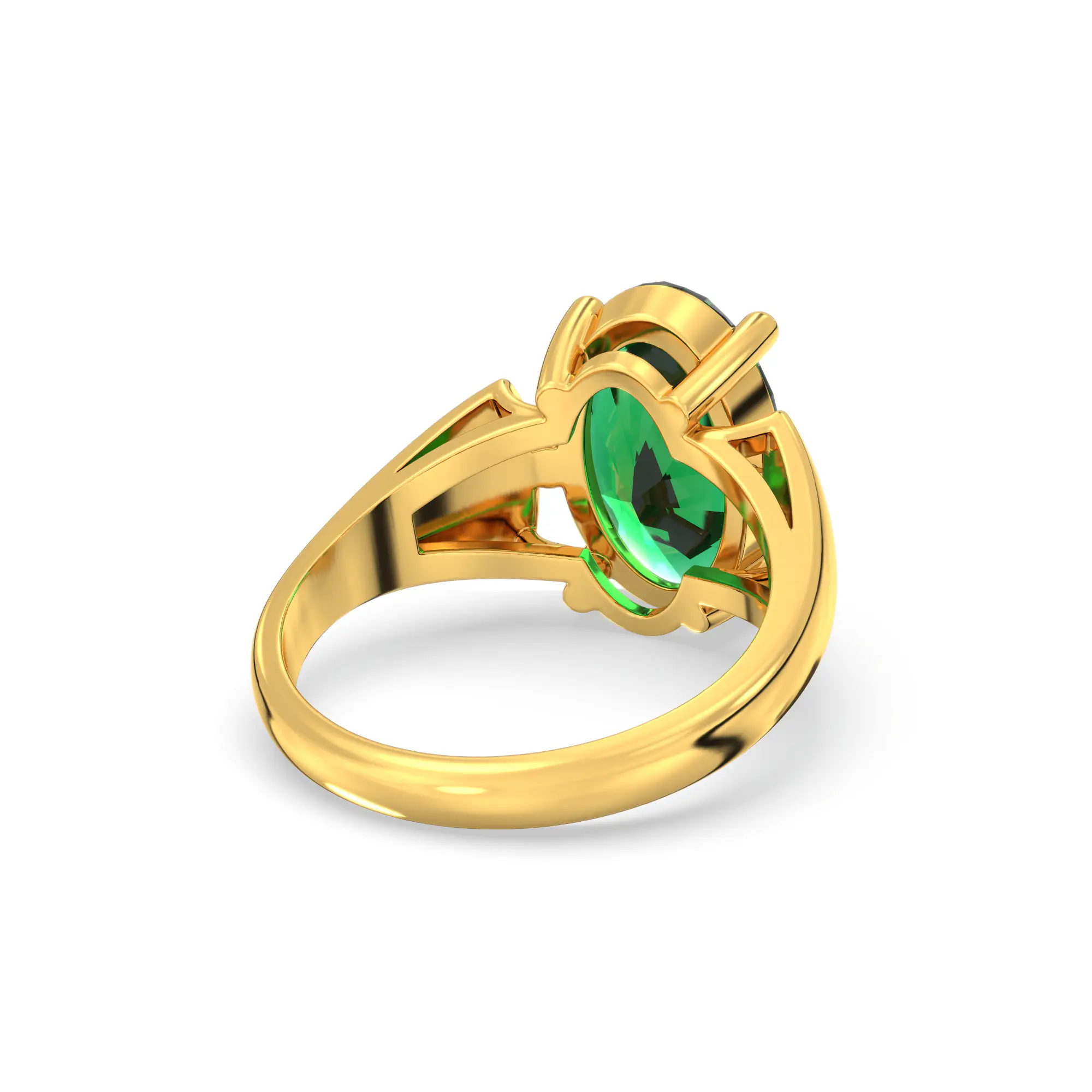 Emerald (Panna) Ring for Women in 22K Yellow Gold – Oval 13x8 mm, Prong Setting, 7 g (Design K17B-2) thumbnail