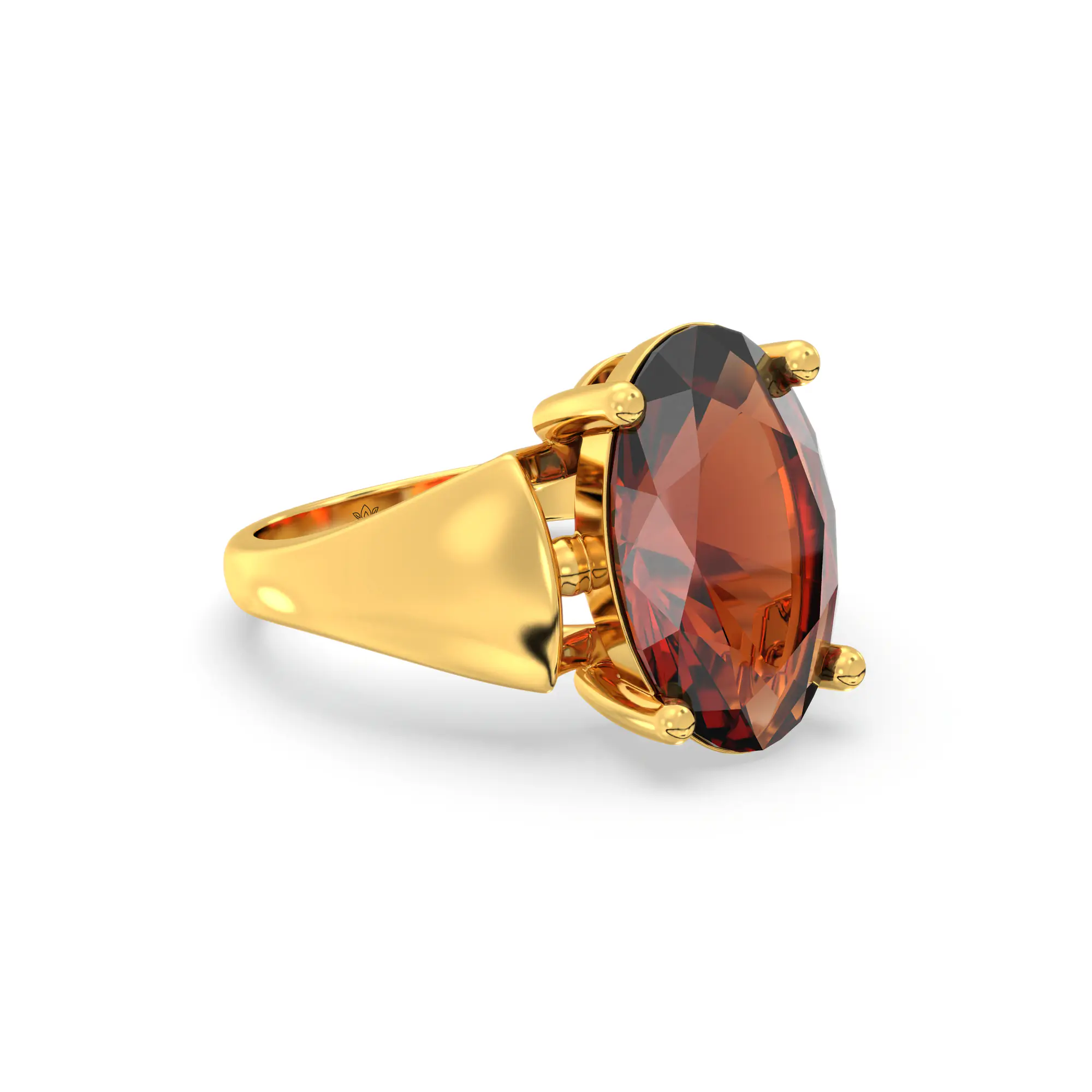 Hessonite (Gomed) Ring for Women in 22K Yellow Gold – Oval 13x8 mm, Prong Setting, 7 g (Design K17B-2) thumbnail