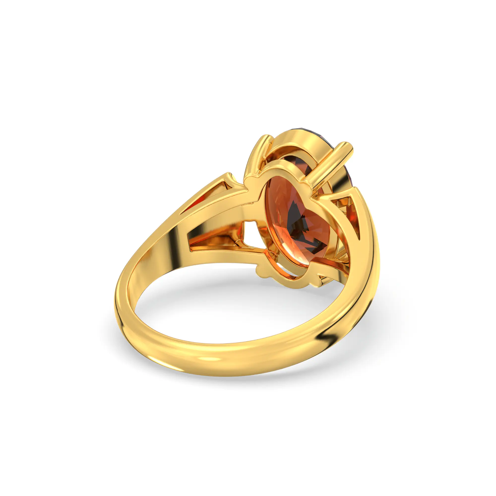 Hessonite (Gomed) Ring for Women in 22K Yellow Gold – Oval 13x8 mm, Prong Setting, 7 g (Design K17B-2) thumbnail