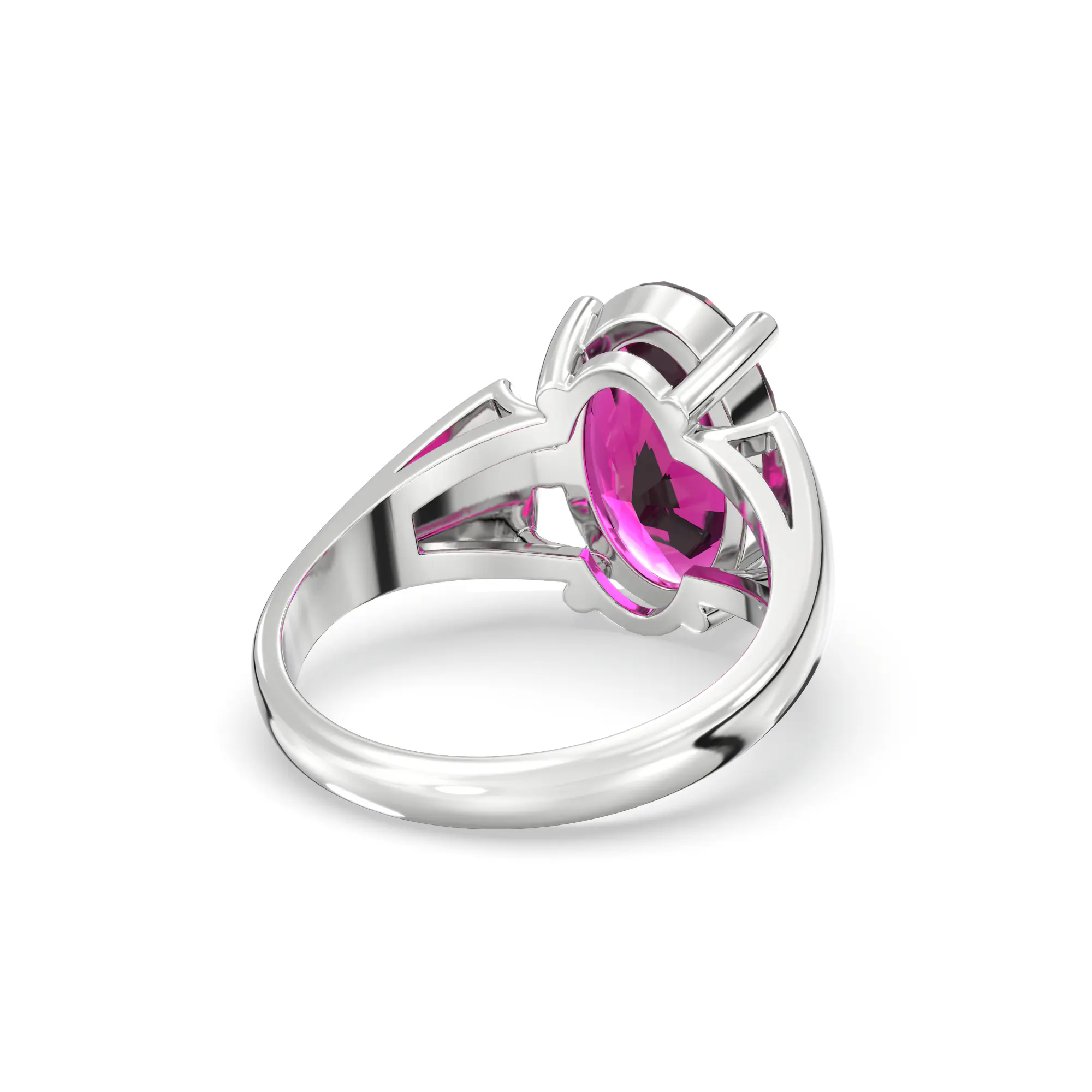 Ruby (Manik) Ring for Women in 18K White Gold – Oval 13x8 mm, Prong Setting, 7 g (Design K17B-2) thumbnail