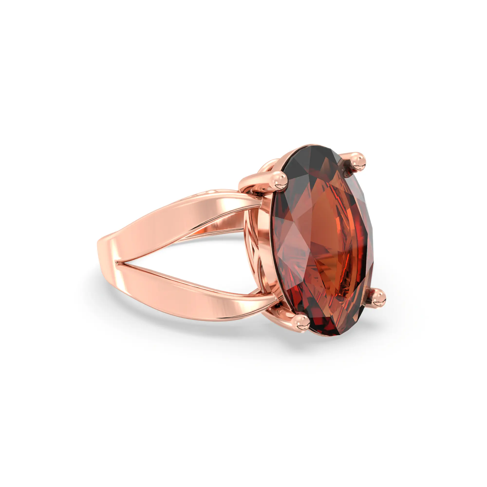 Hessonite (Gomed) Ring for Women in 18K Rose Gold – Oval 13x8 mm, Prong Setting, 6 g (Design K17B-3) thumbnail