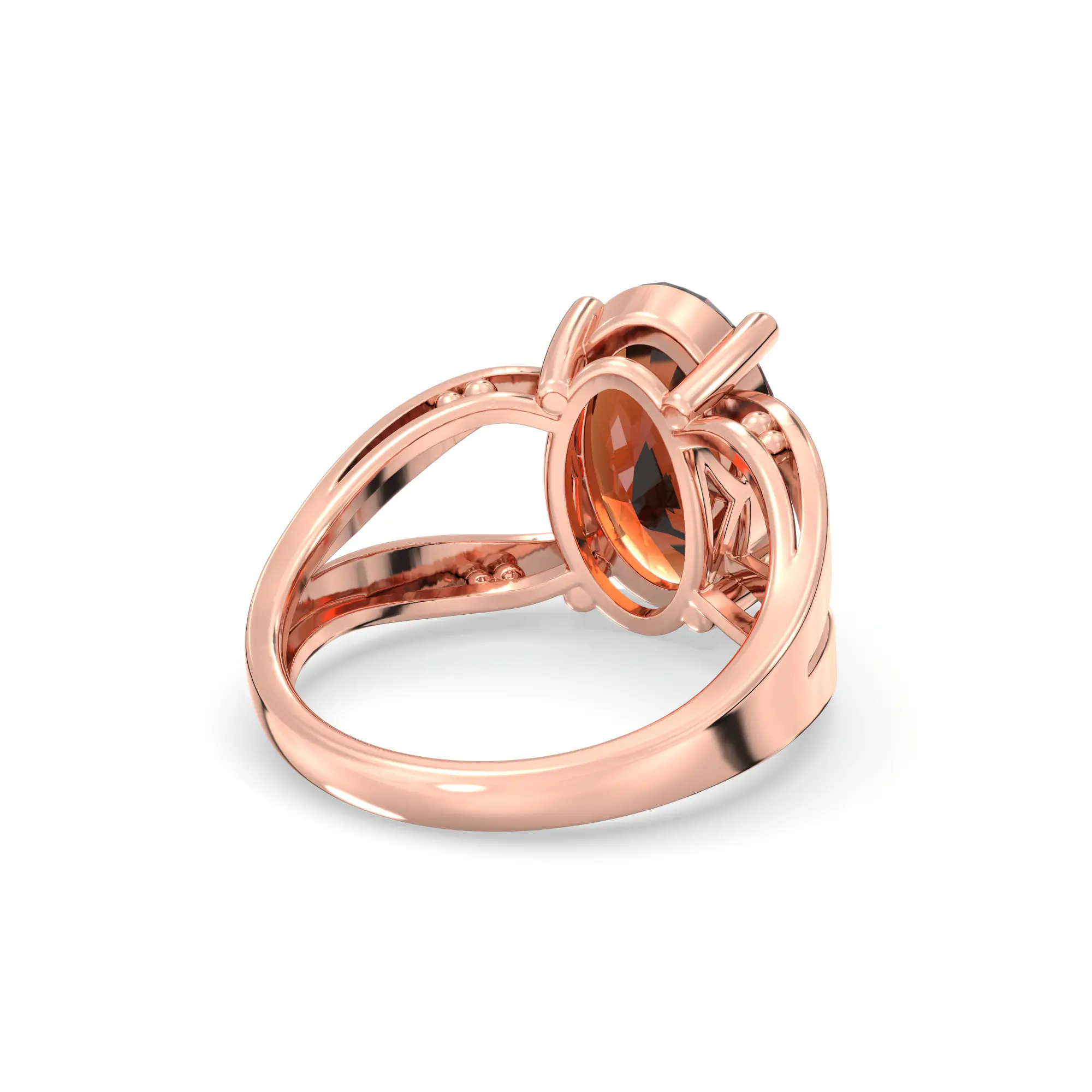 Hessonite (Gomed) Ring for Women in 18K Rose Gold – Oval 13x8 mm, Prong Setting, 6 g (Design K17B-3) thumbnail