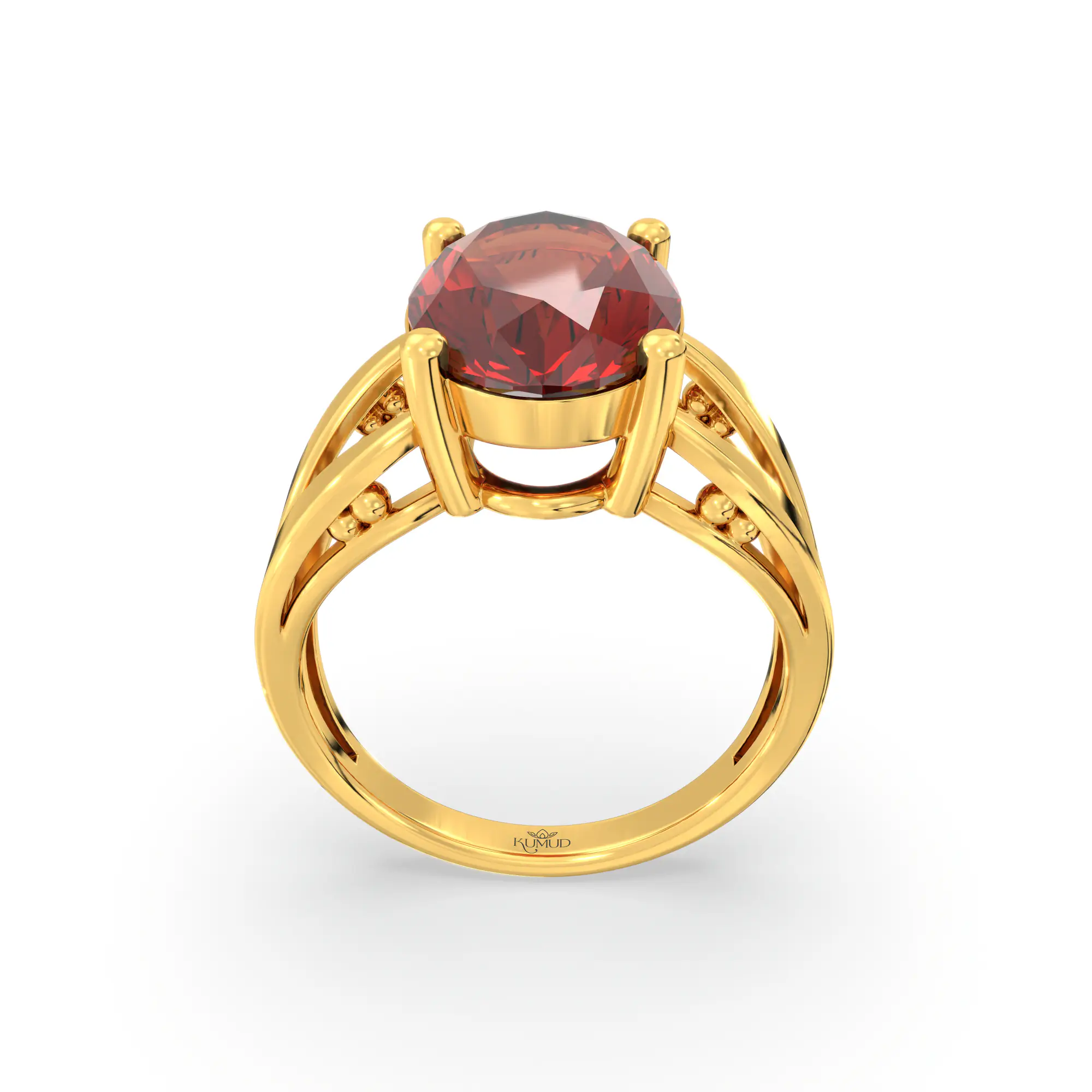 Hessonite (Gomed) Ring for Women in 22K Yellow Gold – Oval 13x8 mm, Prong Setting, 6 g (Design K17B-3) thumbnail