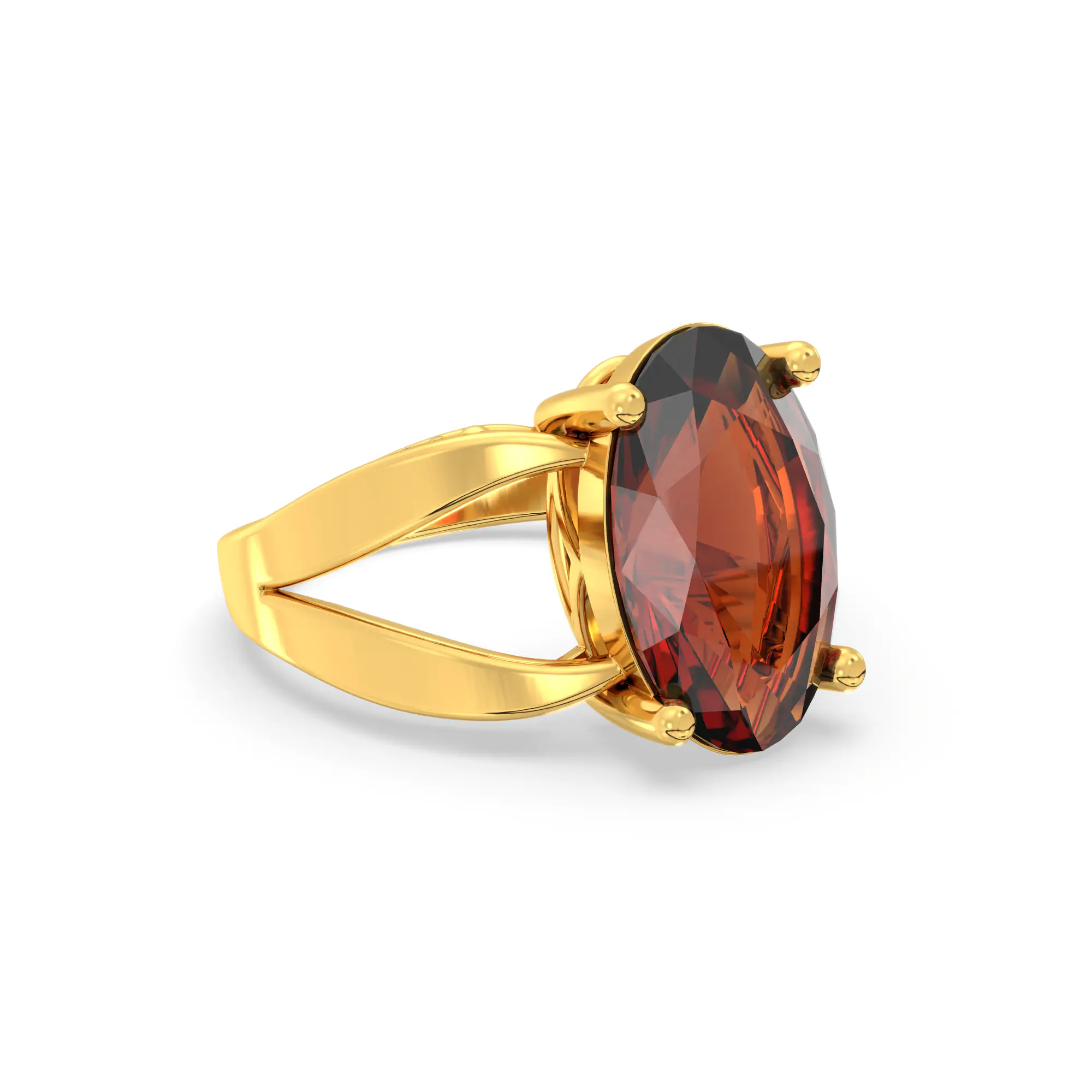 Hessonite (Gomed) Ring for Women in 22K Yellow Gold – Oval 13x8 mm, Prong Setting, 6 g (Design K17B-3) thumbnail