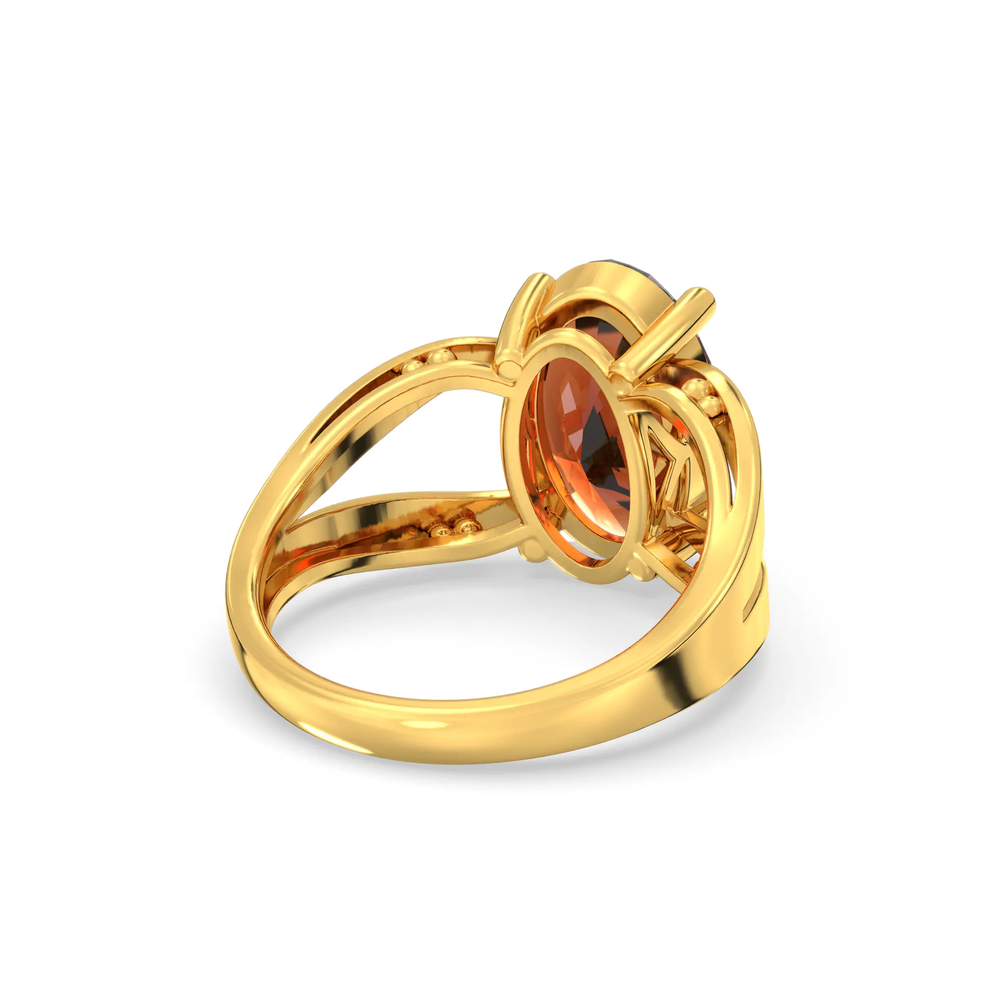Hessonite (Gomed) Ring for Women in 22K Yellow Gold – Oval 13x8 mm, Prong Setting, 6 g (Design K17B-3) thumbnail