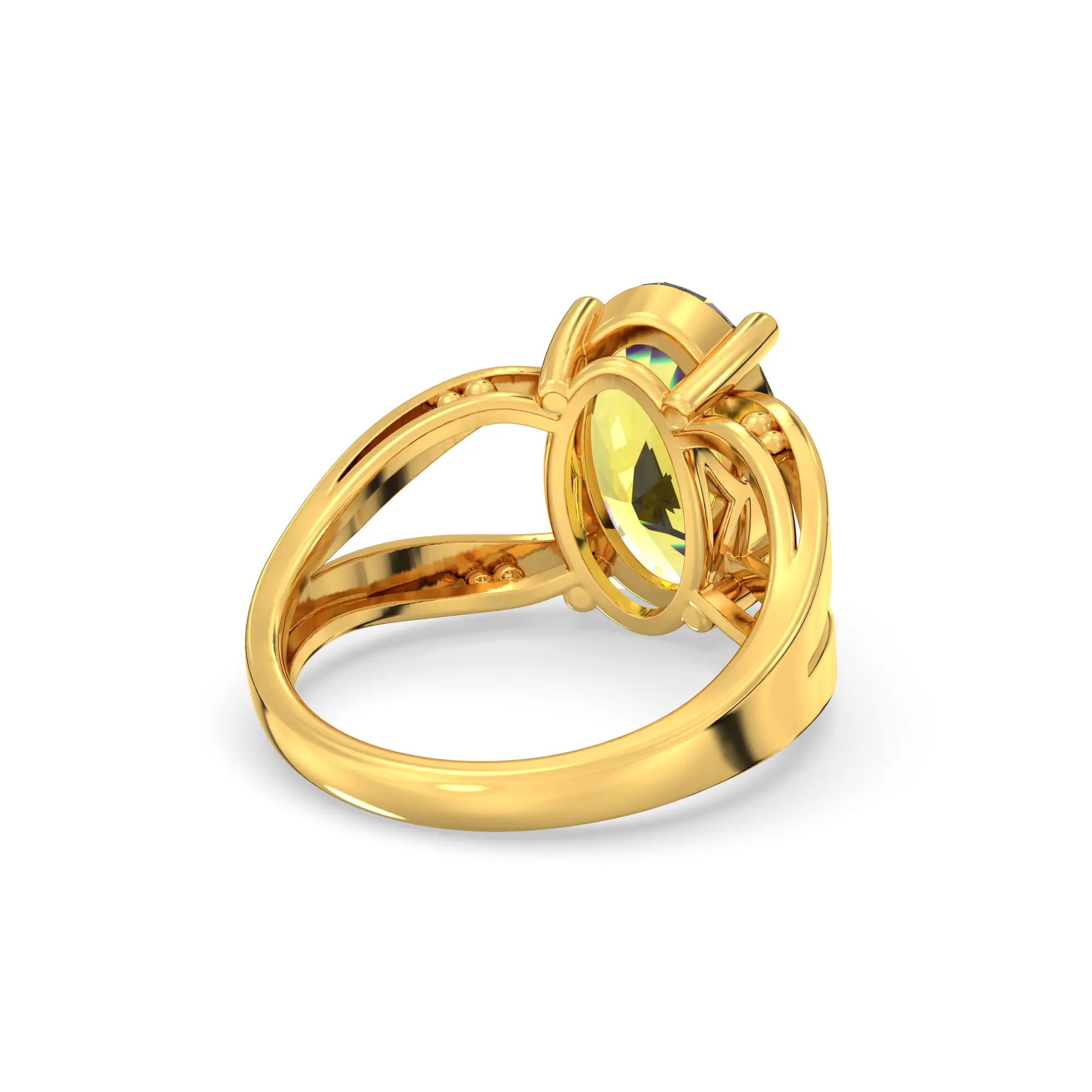 Yellow Sapphire (Pukhraj) Ring for Women in 22K Yellow Gold – Oval 13x8 mm, Prong Setting, 6 g (Design K17B-3) thumbnail